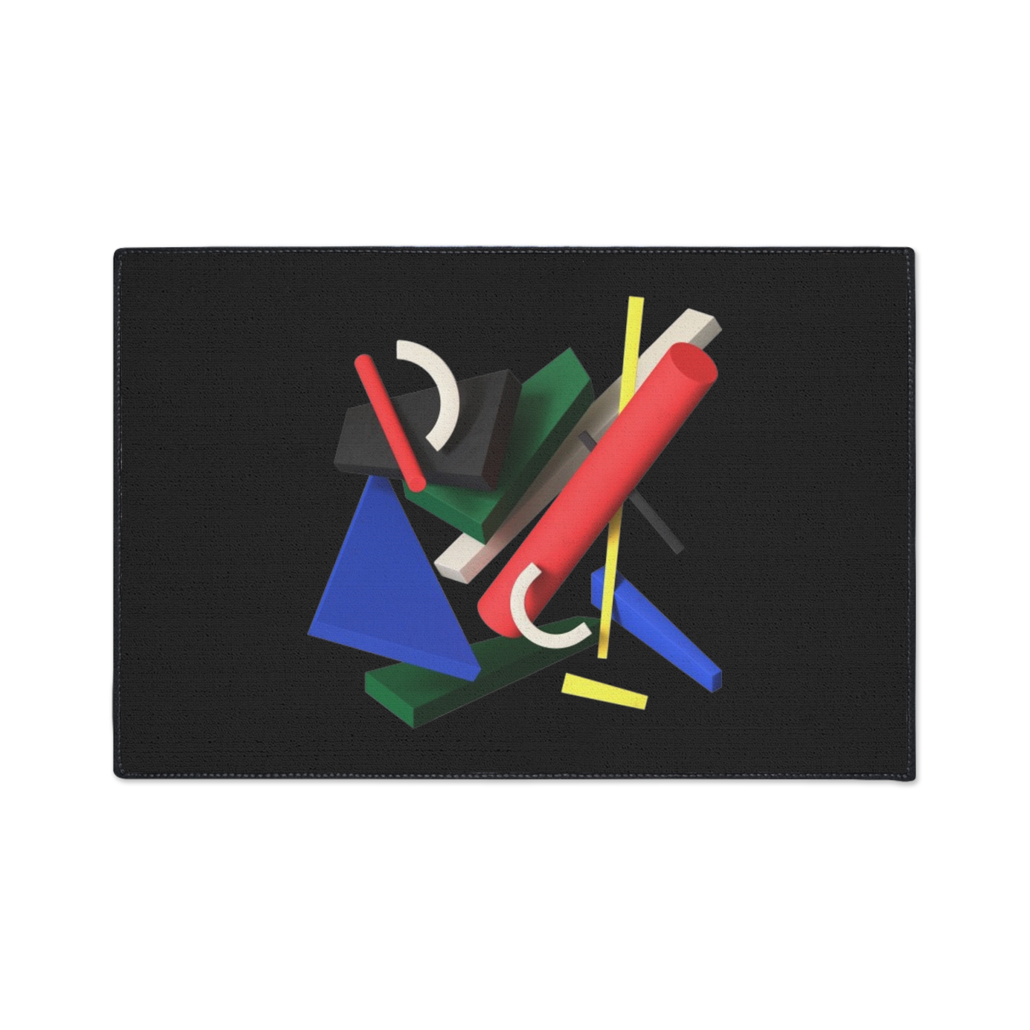 Abstract Geometric Heavy Duty Floor Mat — Modern Colorful Shapes on Black - Image 9