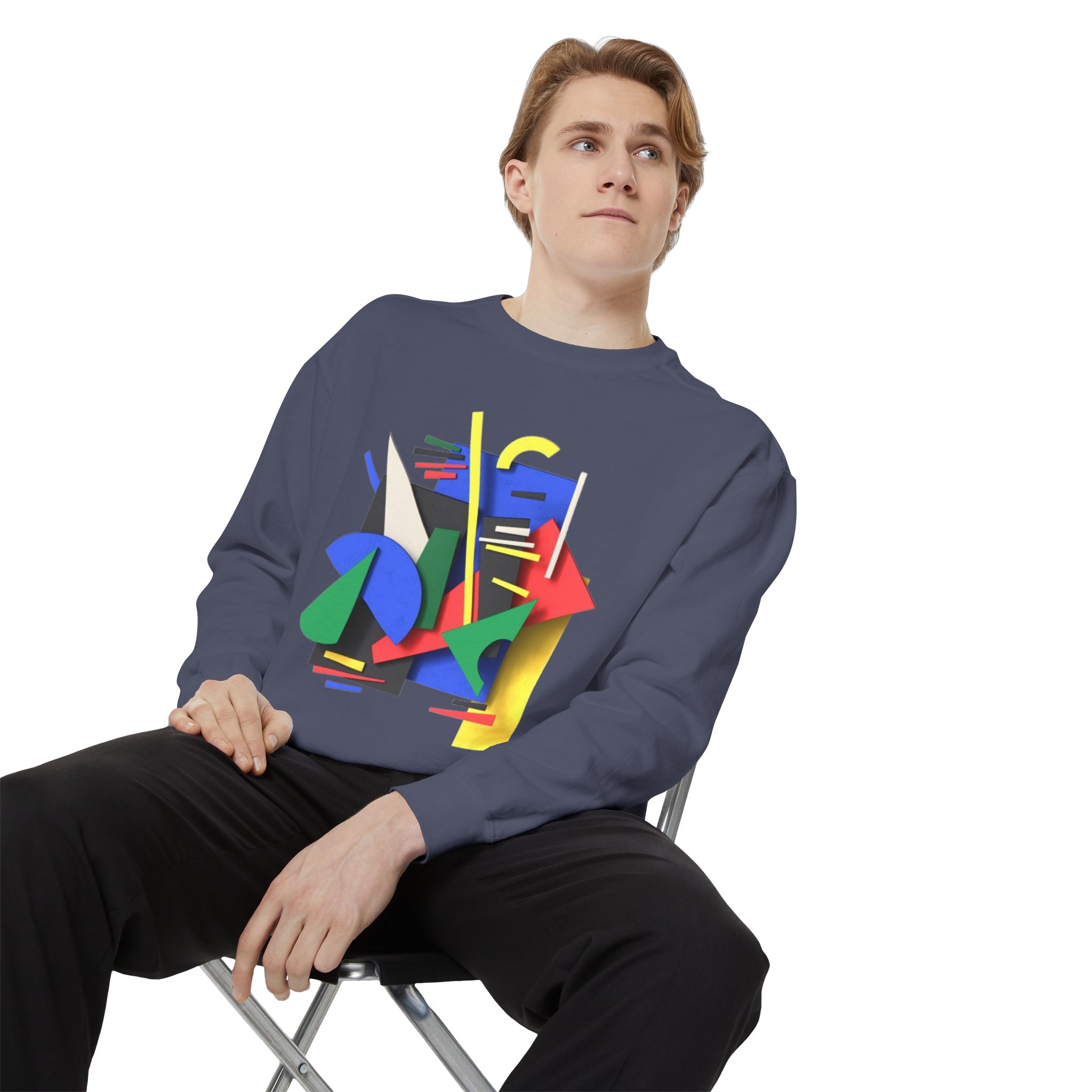 Abstract Geometric Crewneck Sweatshirt — Colorful 80s Retro Art Design - Image 78