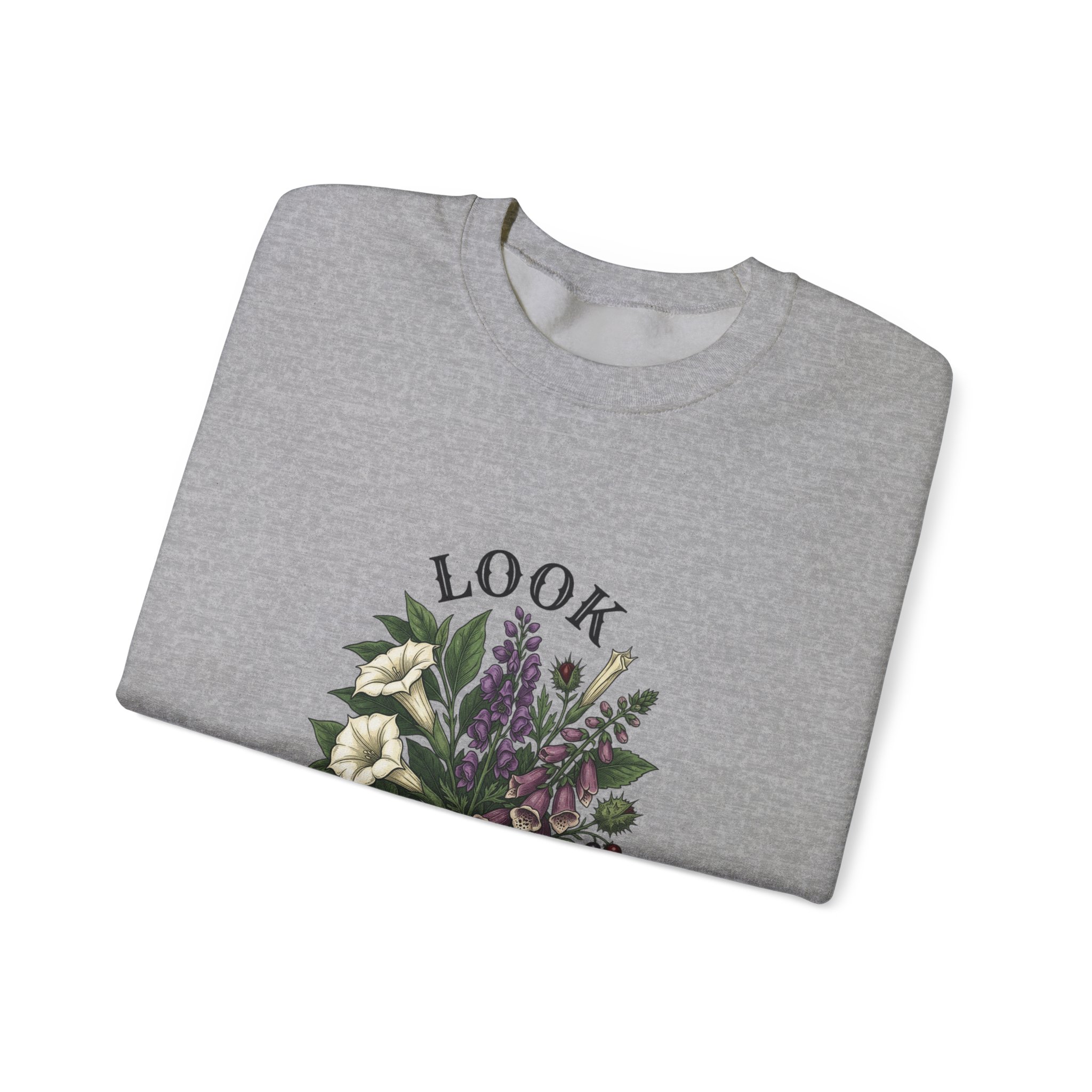 Look Don't Touch sweatshirt | Gothic botanicals floral crest - Image 15