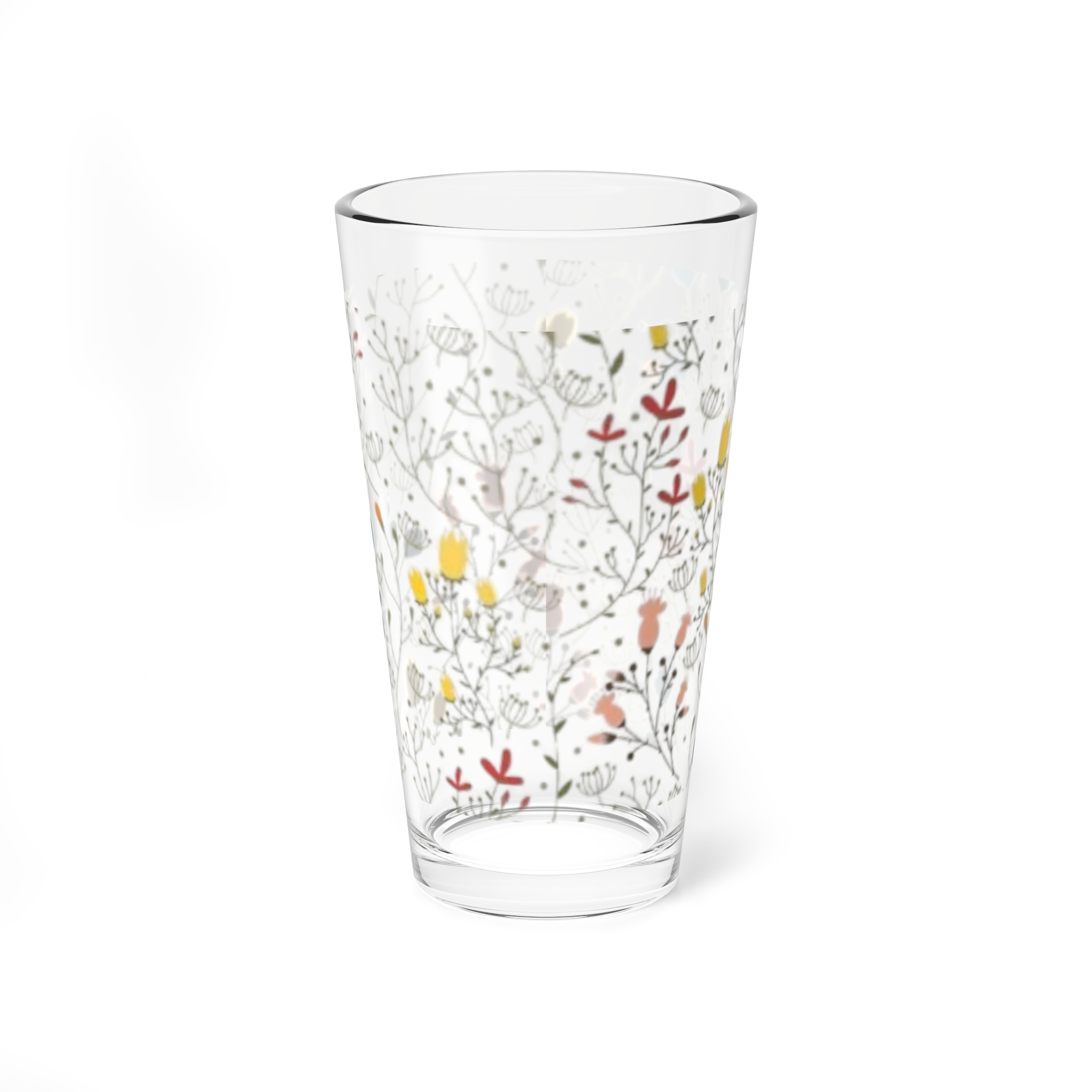 Blue Floral Mixing Glass — 16oz Decorative Bar Glass - Image 2