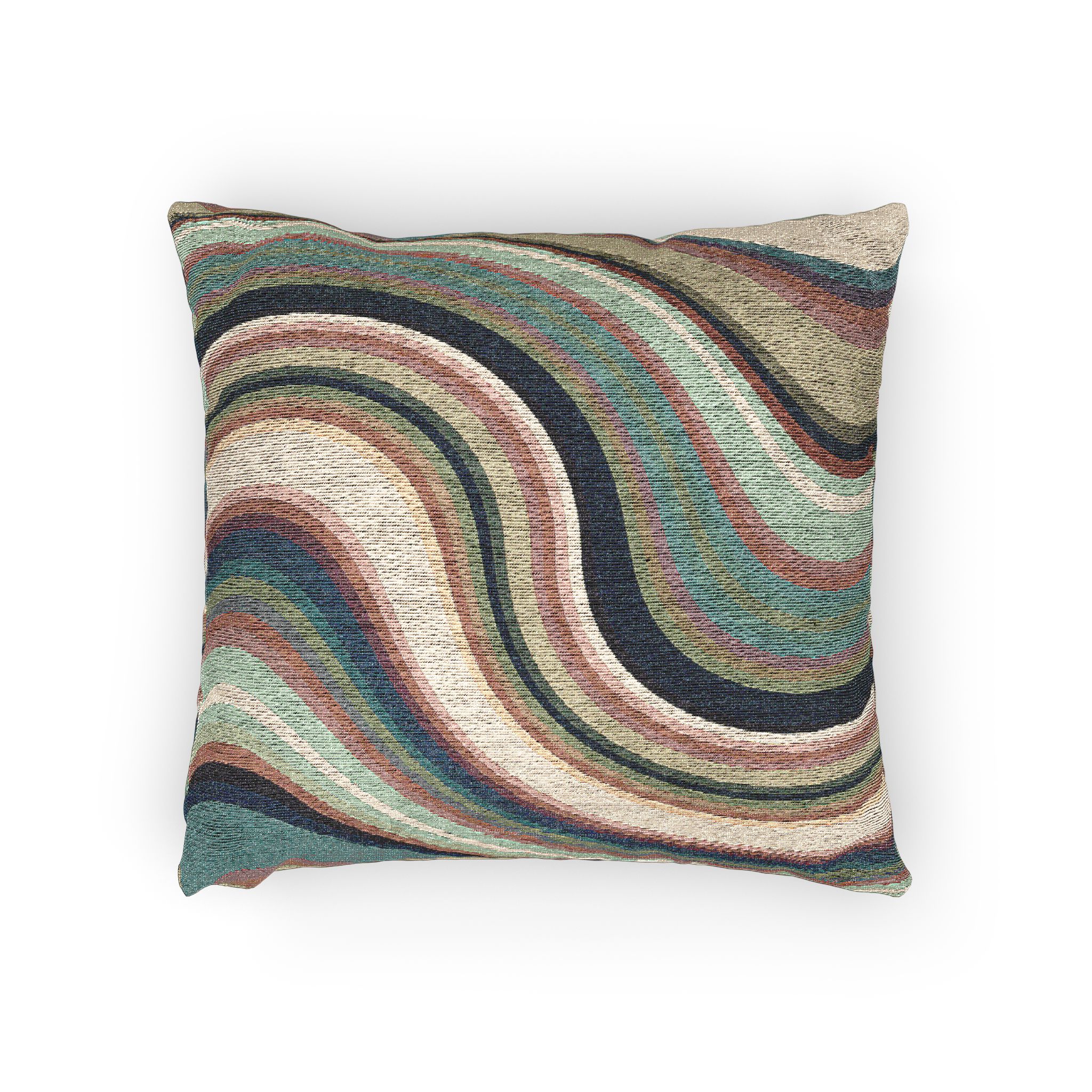 Woven Pillow — Retro Swirl Tapestry Throw Pillow (Earthy Teal, Rust & Cream) - Image 2