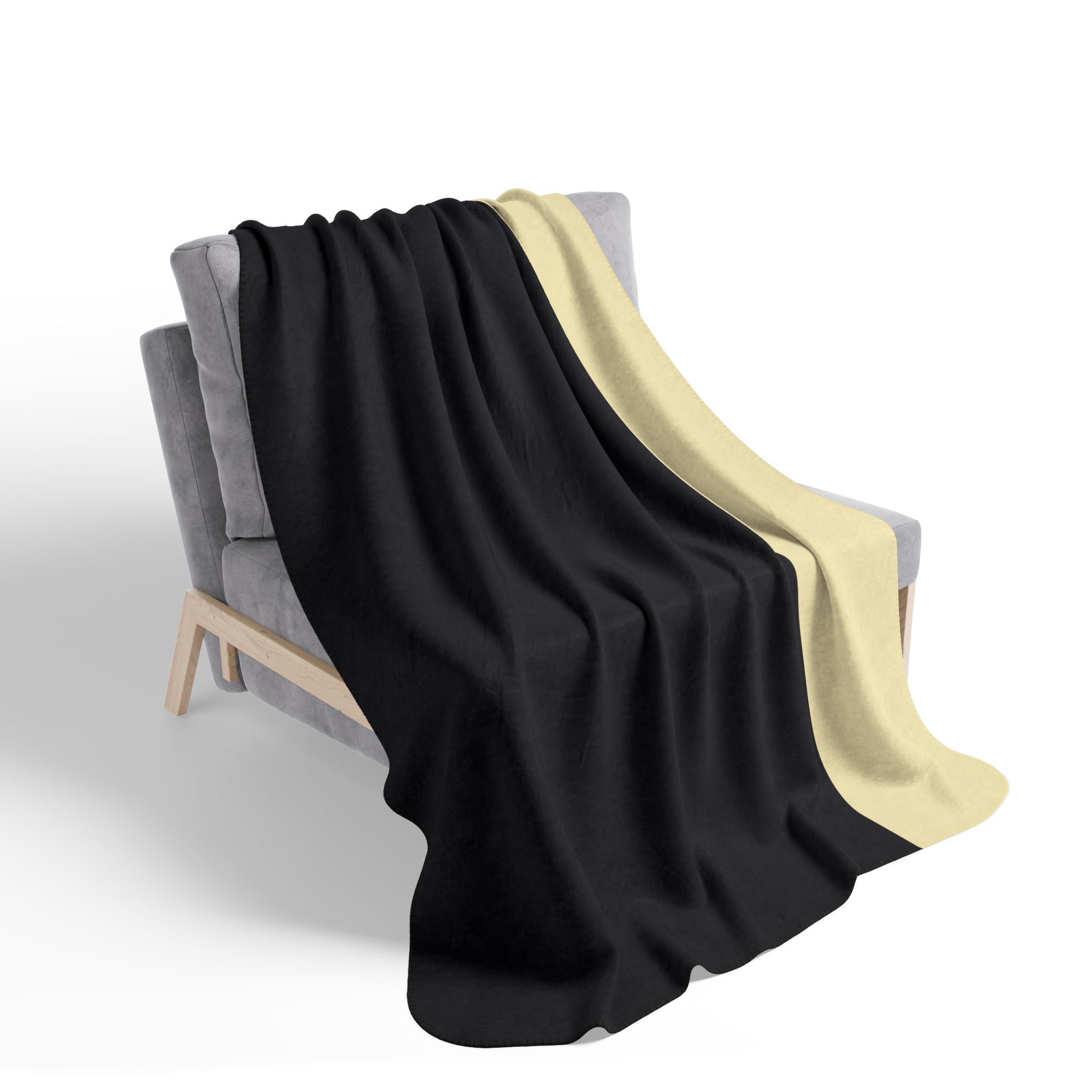 Two-Tone Sherpa Blanket – Black & Cream Cozy Fleece Throw