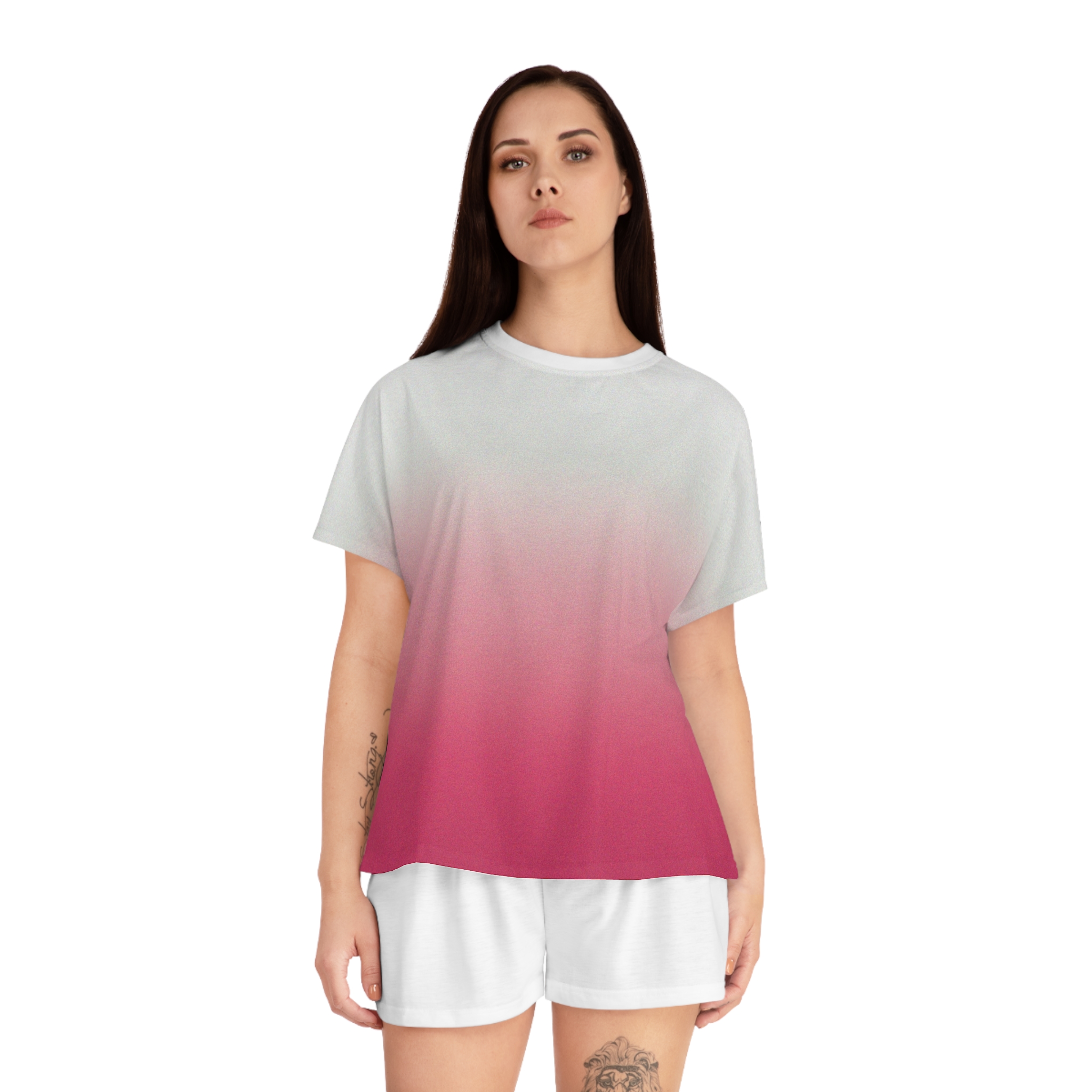 Women's Gradient Pajama Set - Pink Ombre Short Sleepwear