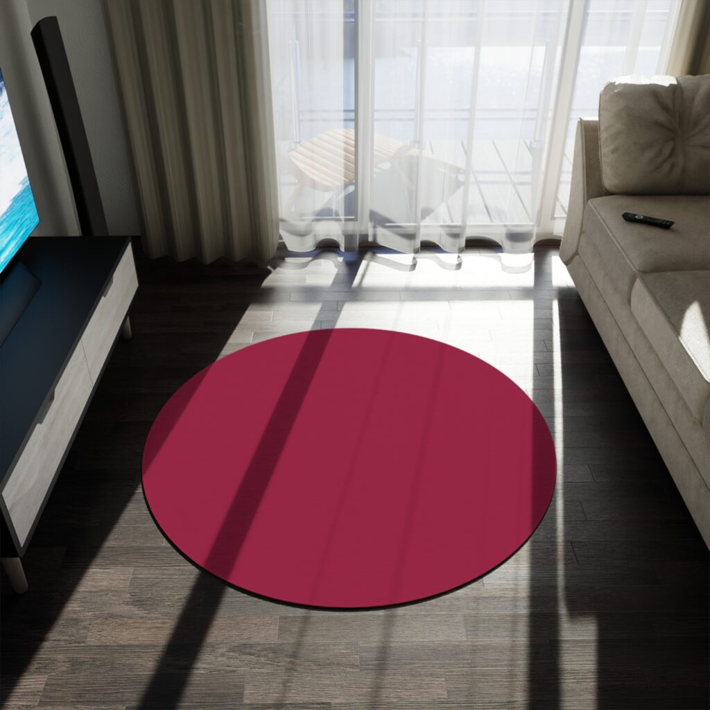 Round Rug — Solid Minimalist Area Rug (Burgundy or Gray)