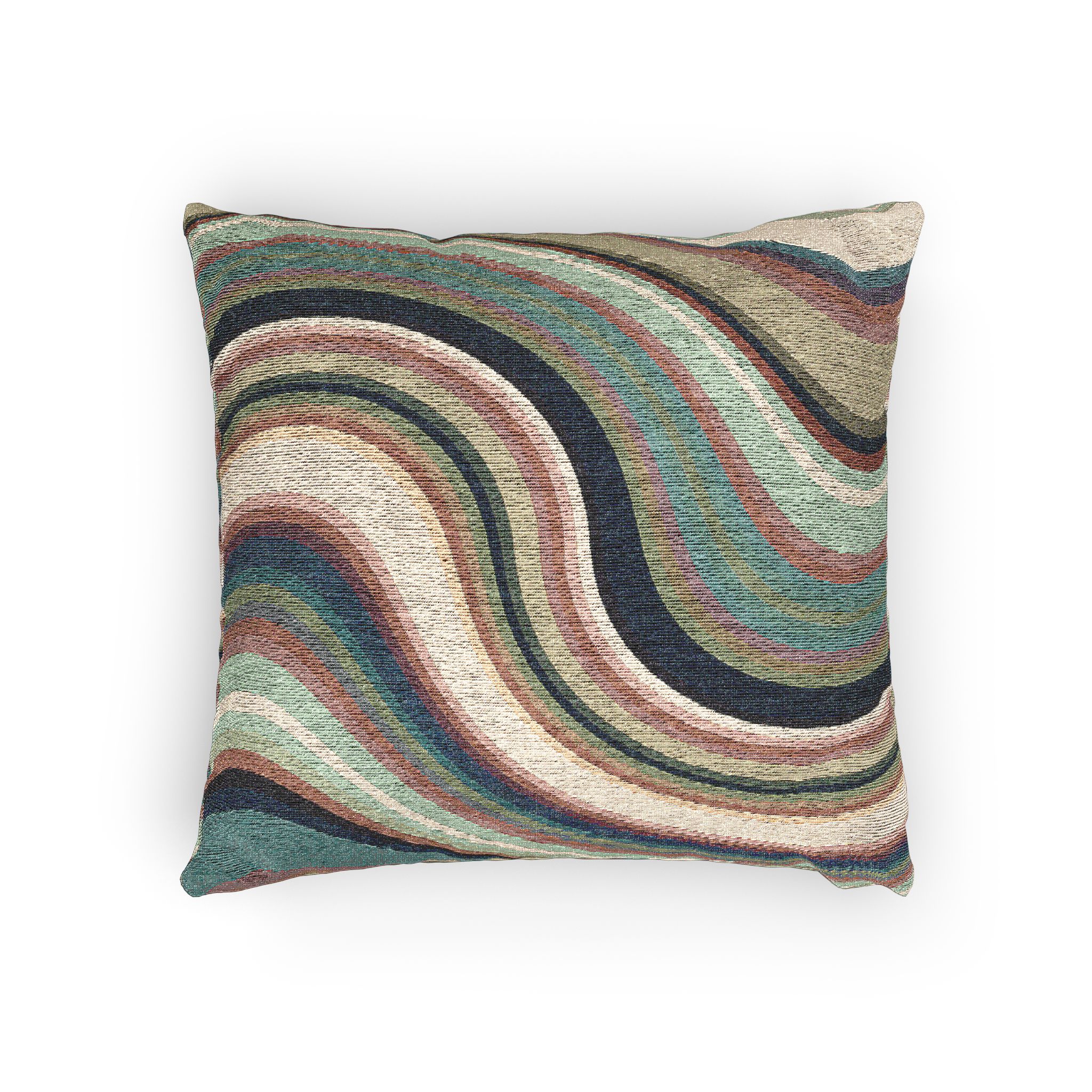 Woven Pillow — Retro Swirl Tapestry Throw Pillow (Earthy Teal, Rust & Cream) - Image 4
