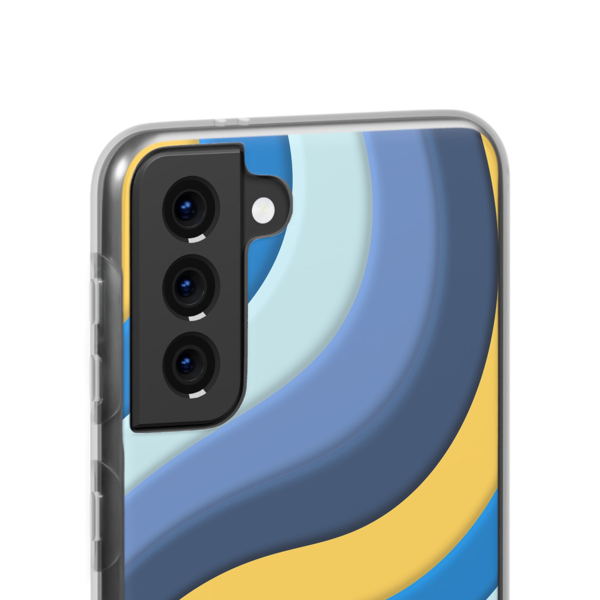 Retro Blue & Yellow Abstract Flexi Case— Wave Pattern Phone Case - Image 15