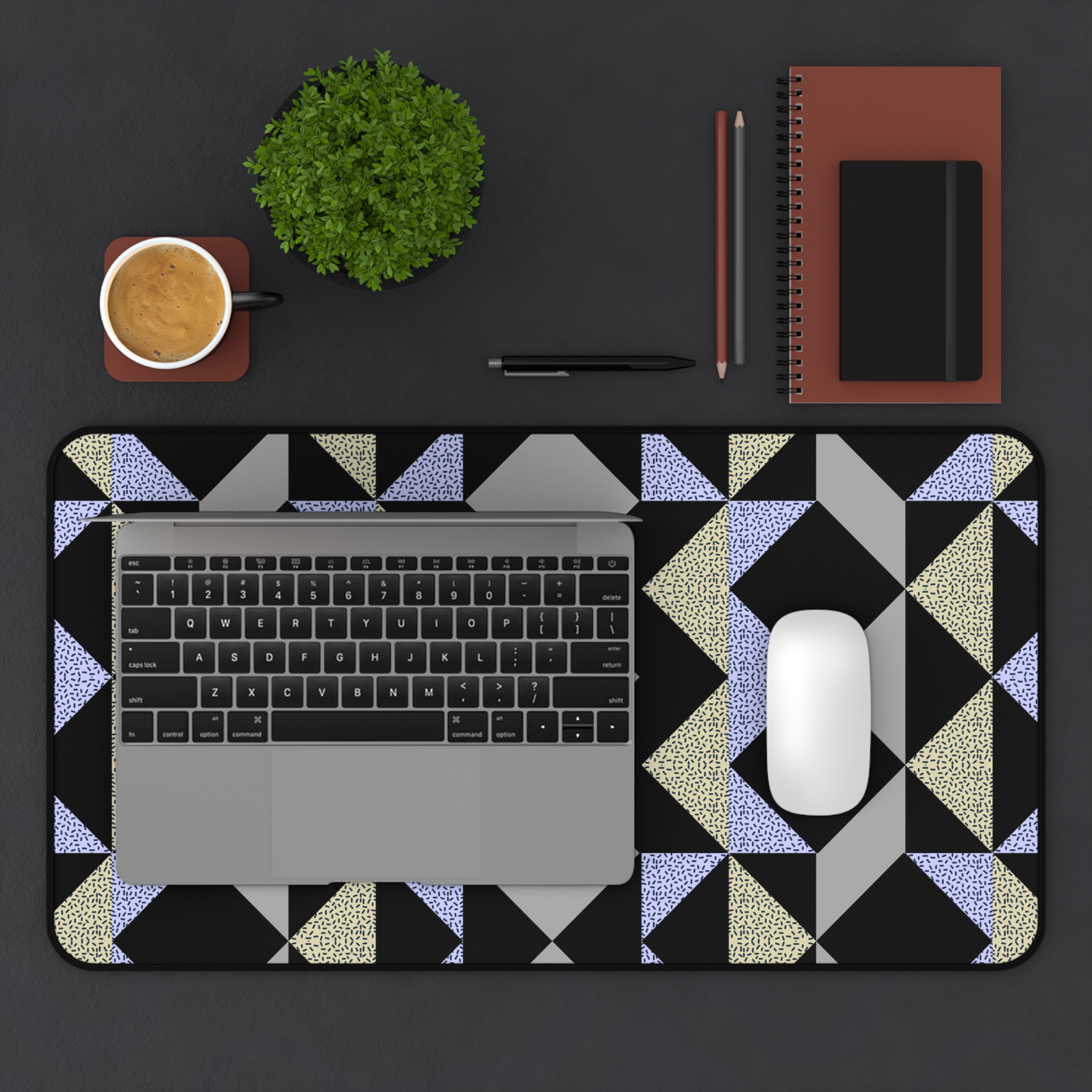 Geometric Glam Desk Mat — Modern Black & Silver Pattern - Image 7