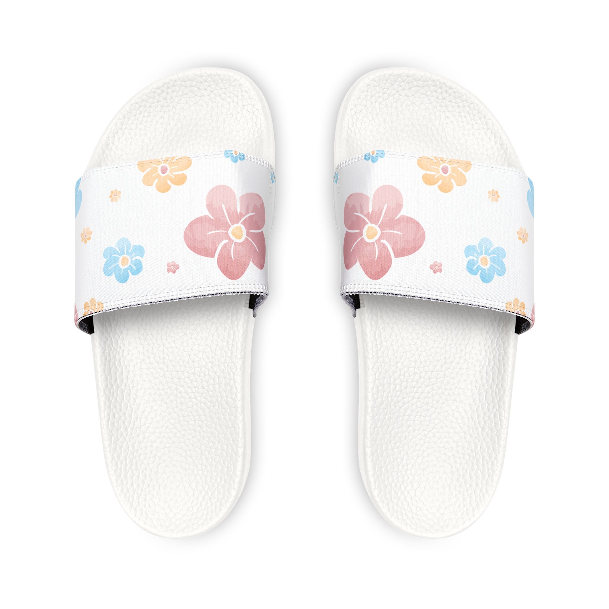 Floral Slide Sandals – Women's White Removable-Strap Pool Slides - Image 9