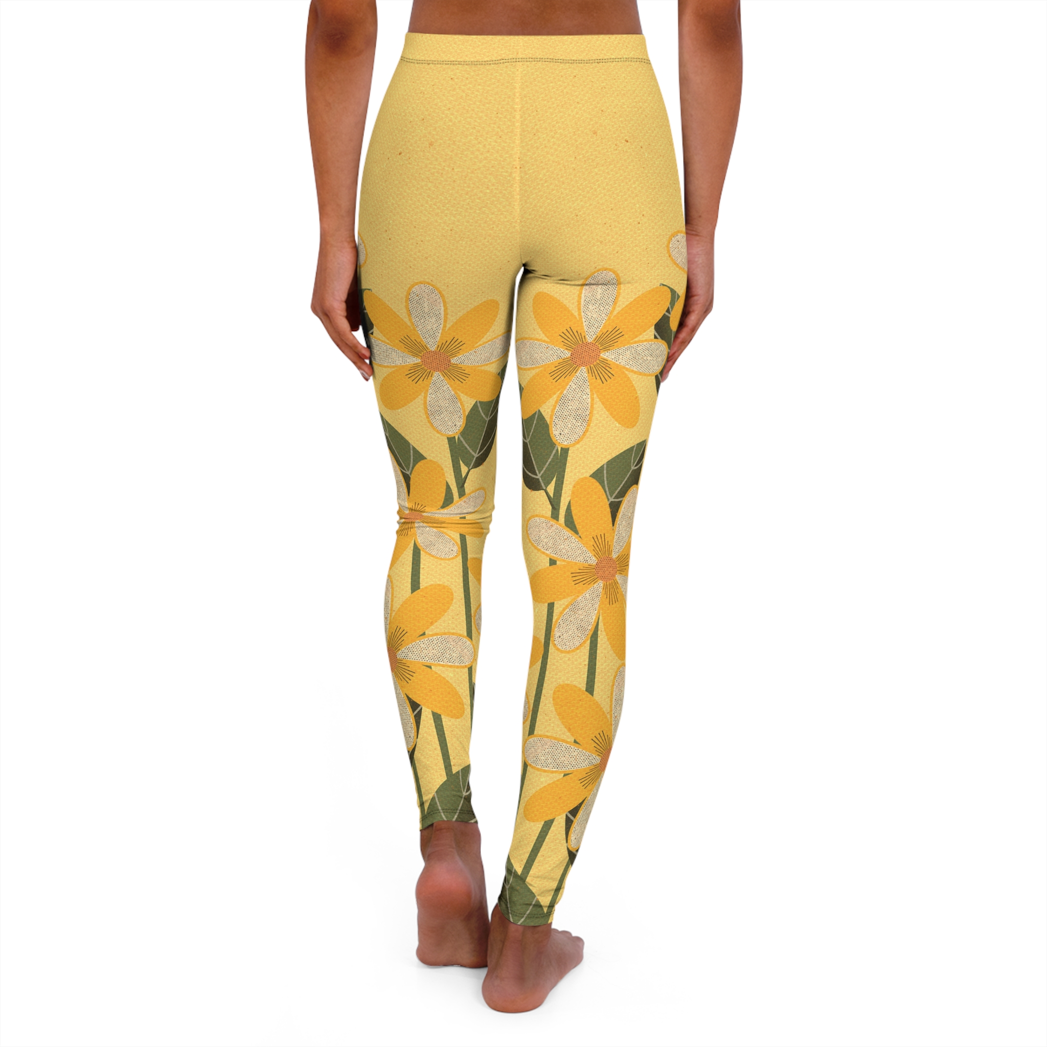 Playful Floral and Leaf Print Women's Casual Spandex Leggings - Image 3
