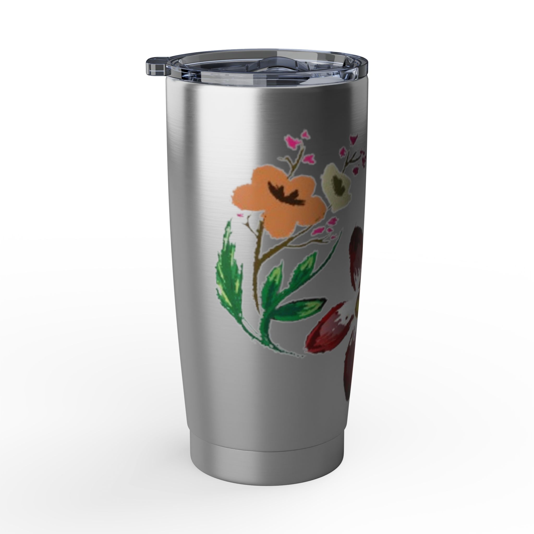 Floral Vagabond 20oz Tumbler – Hand-Painted Flower Travel Cup - Image 4