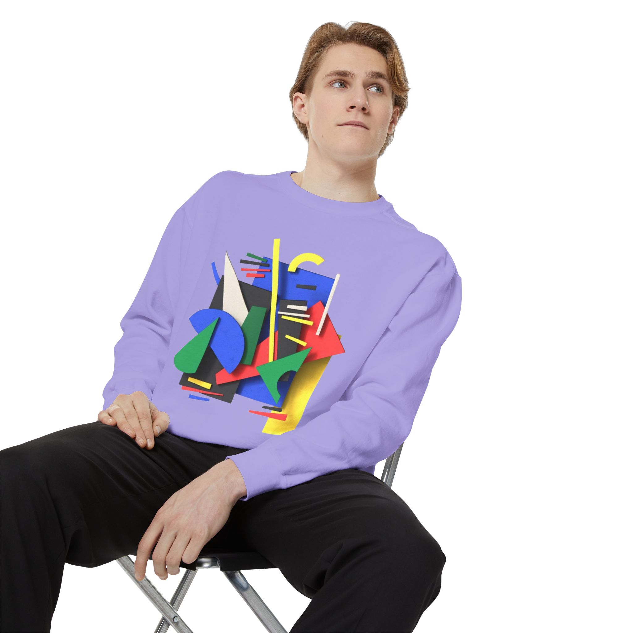Abstract Geometric Crewneck Sweatshirt — Colorful 80s Retro Art Design - Image 84