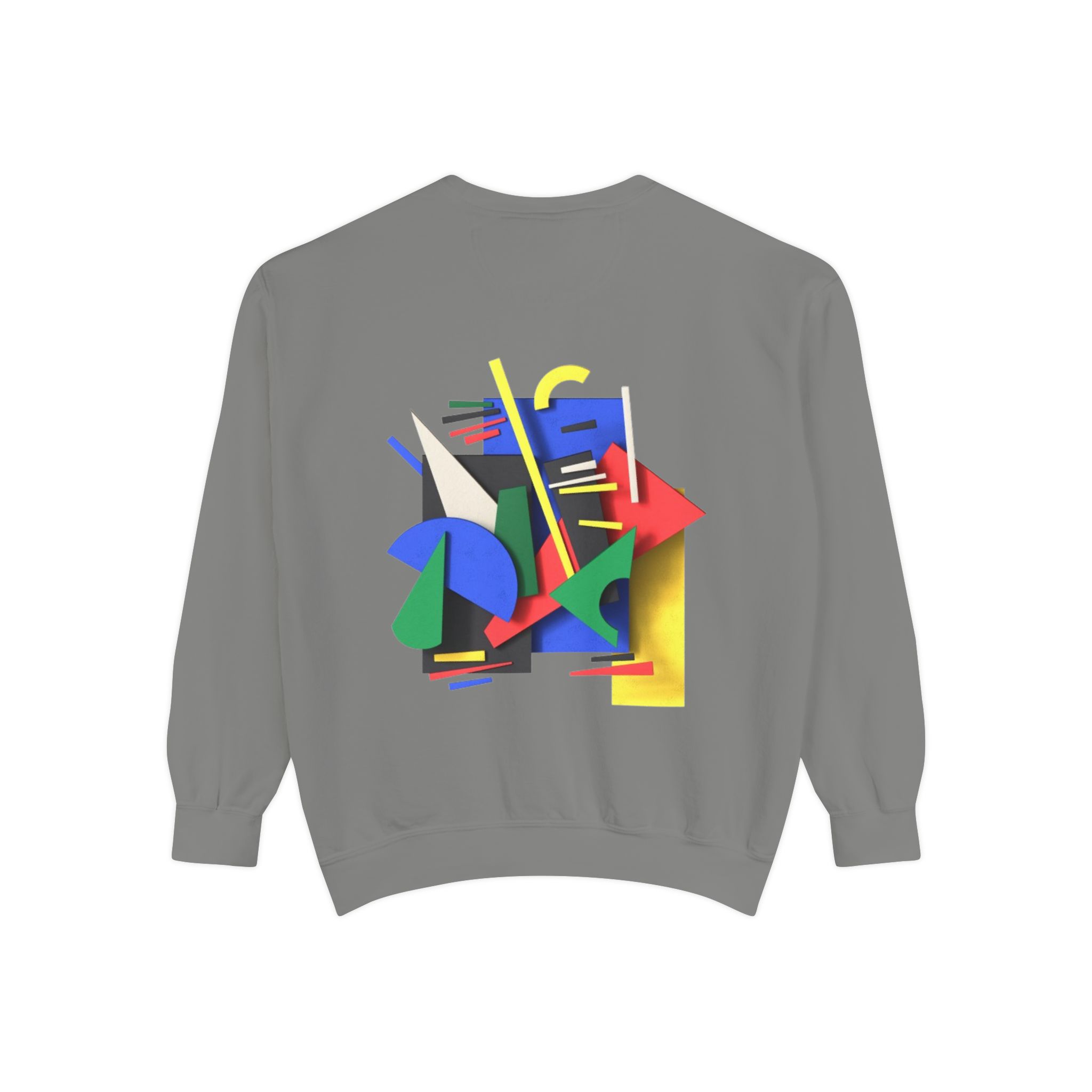 Abstract Geometric Crewneck Sweatshirt — Colorful 80s Retro Art Design - Image 3