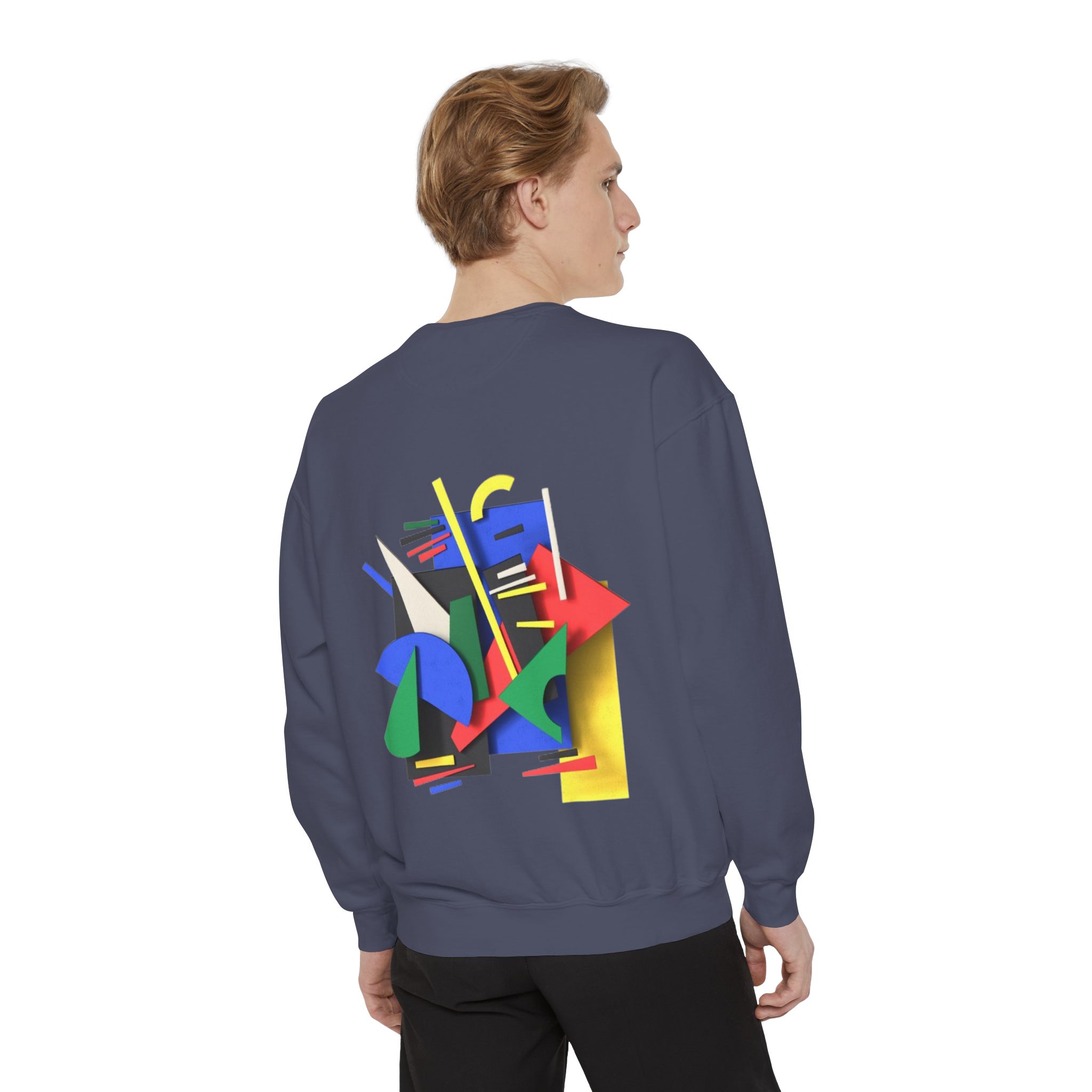 Abstract Geometric Crewneck Sweatshirt — Colorful 80s Retro Art Design - Image 76