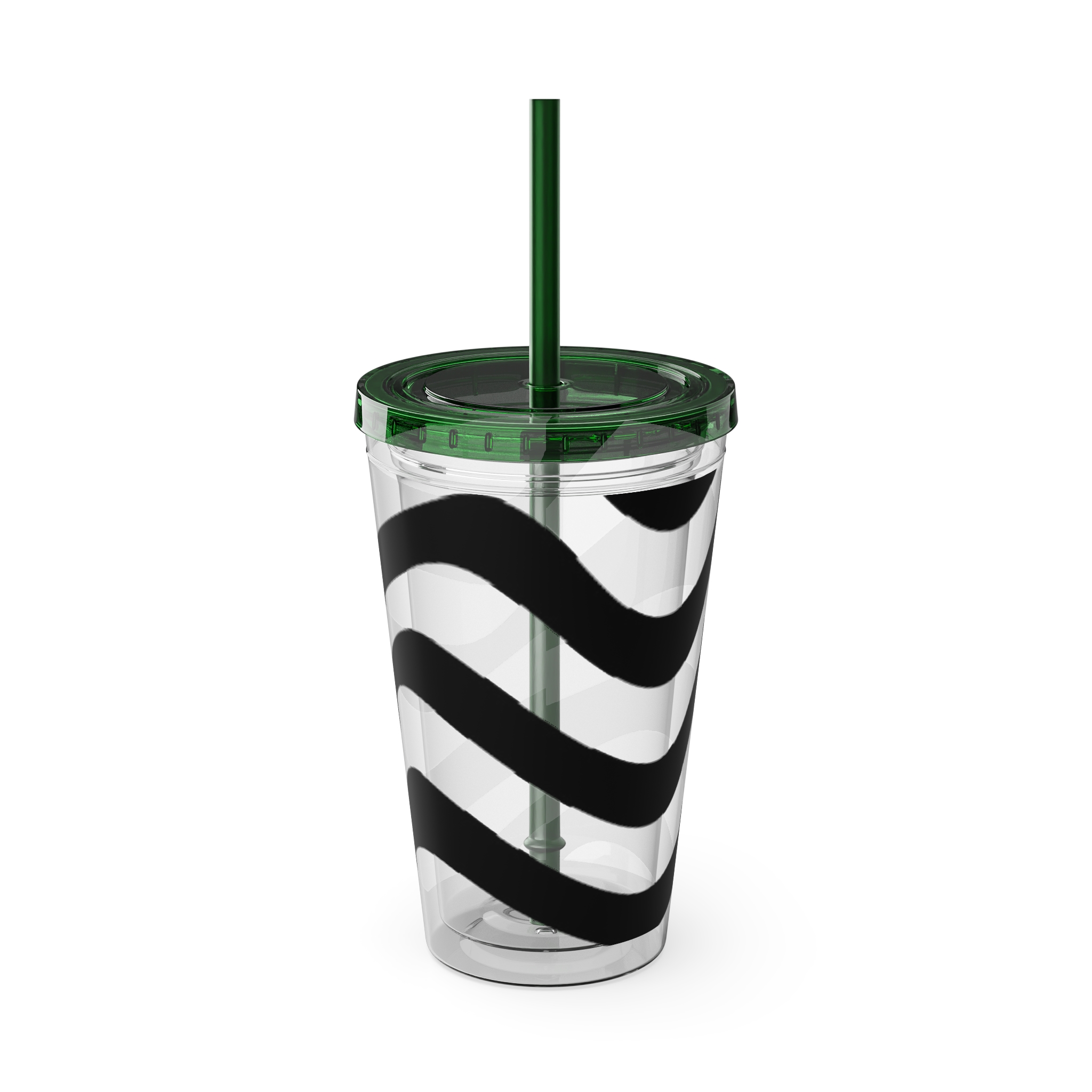 Wavy Stripes 16oz Tumbler with Straw — Black Brushstroke Design - Image 26