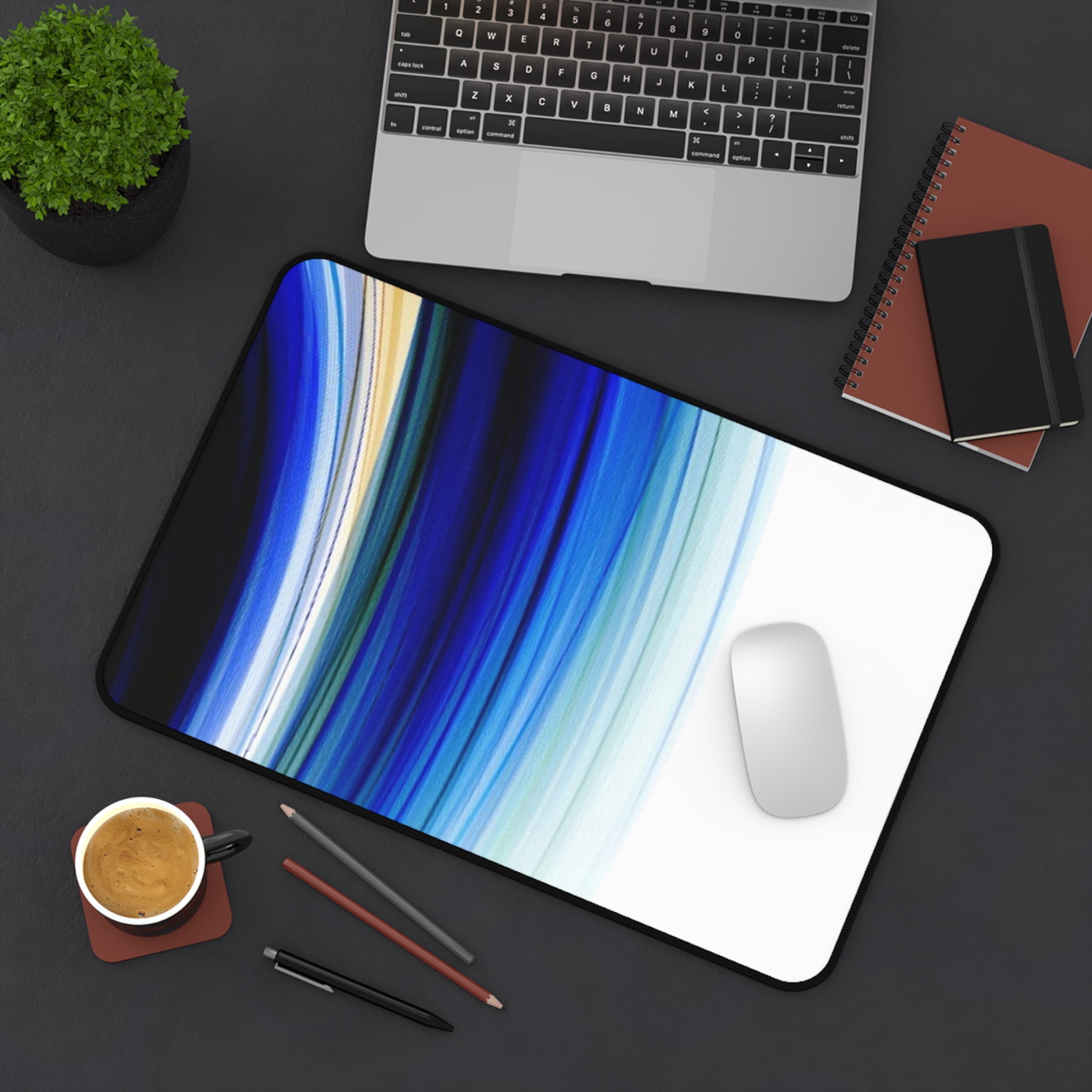 Blue Wave Desk Mat — Gradient Modern Desk Pad for Office & Gaming