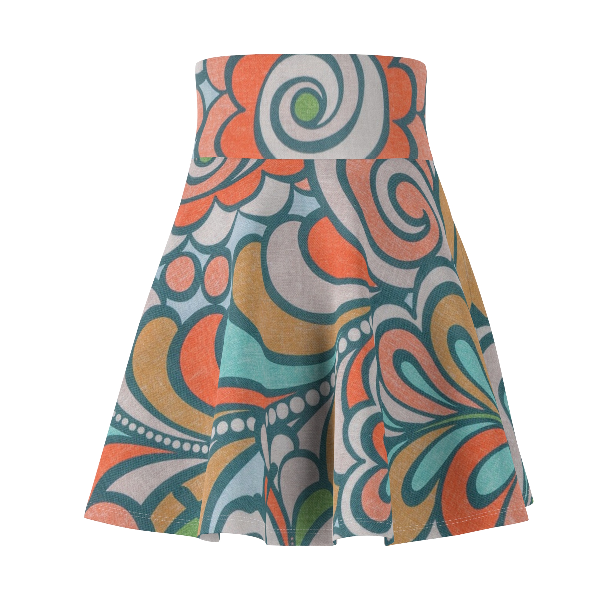 Boho Floral Swirl Skater Skirt - Image 3