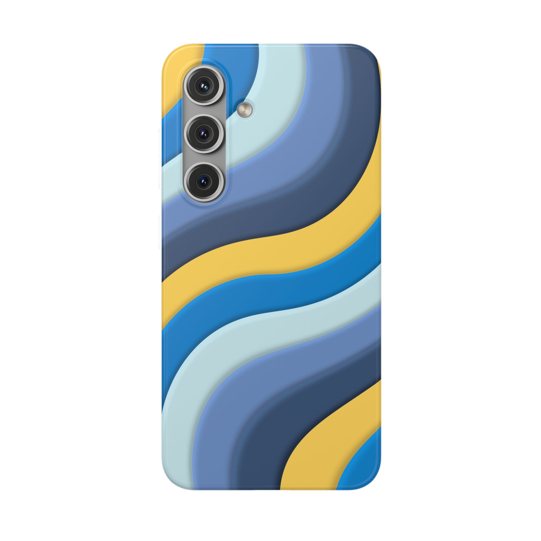 Retro Blue & Yellow Abstract Flexi Case— Wave Pattern Phone Case - Image 98