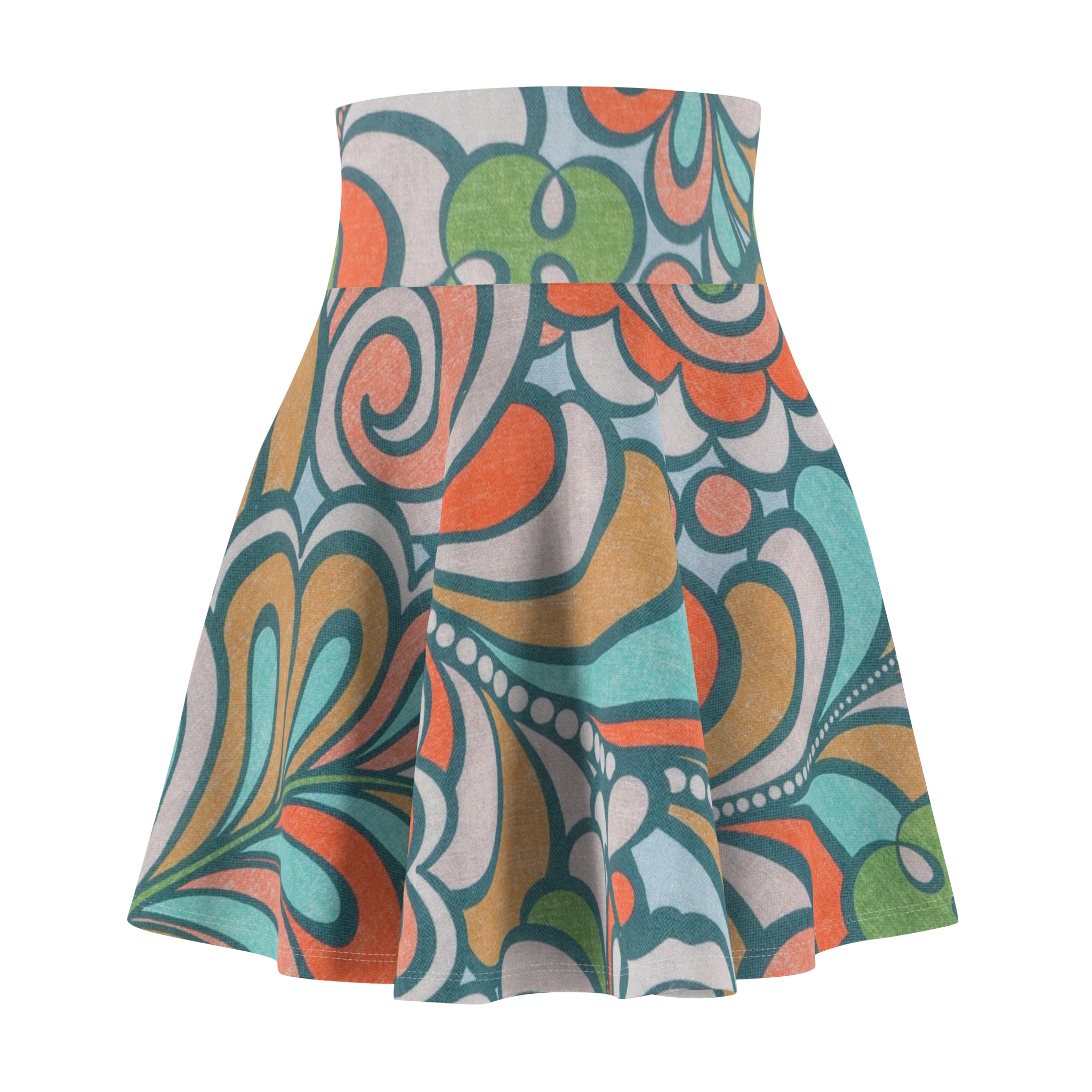 Boho Floral Swirl Skater Skirt - Image 2