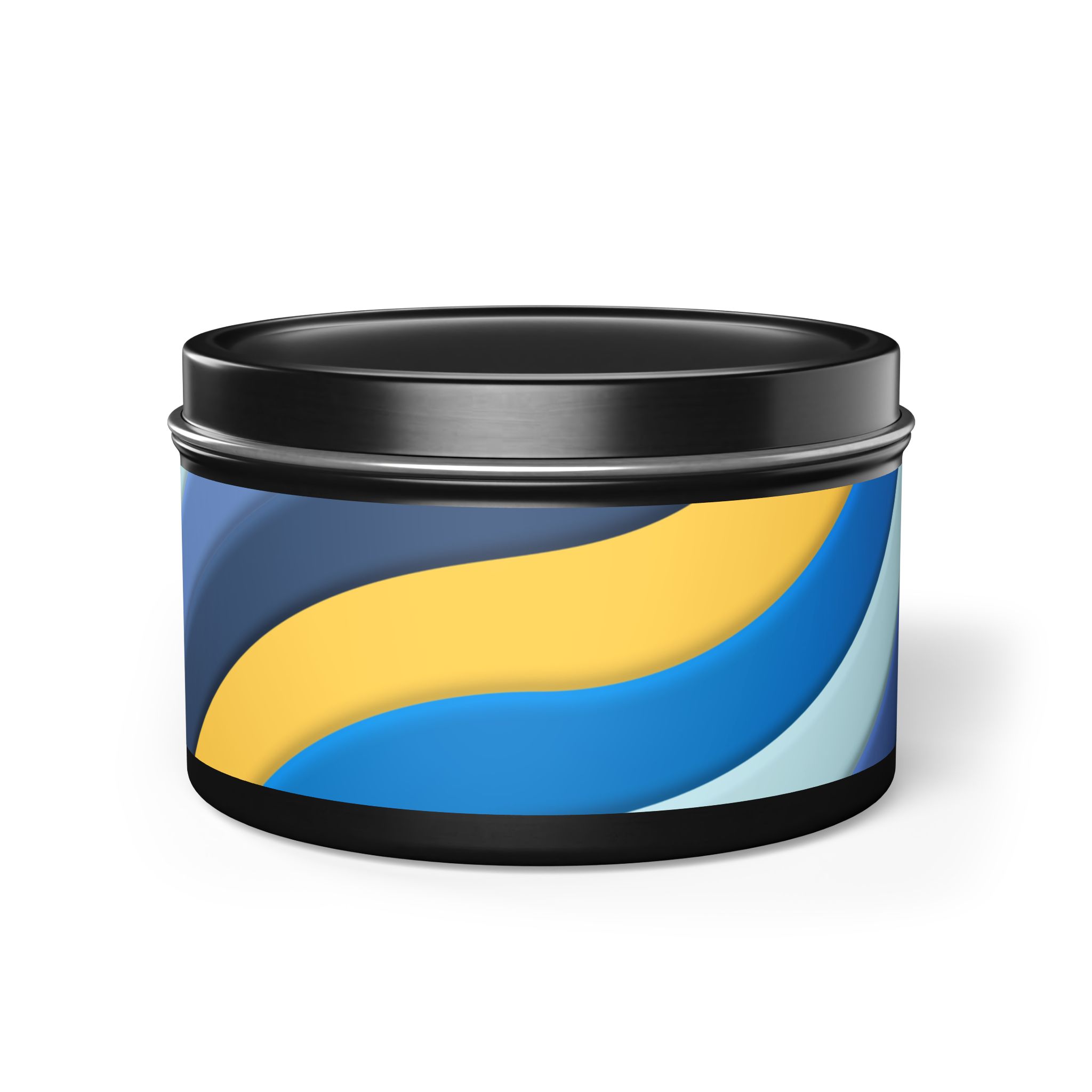 Blue & Gold Wave Tin Candle — Coastal Scented Soy Candle in Travel Tin - Image 6