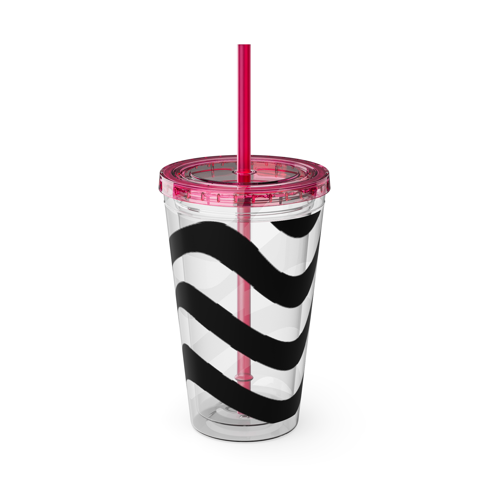 Wavy Stripes 16oz Tumbler with Straw — Black Brushstroke Design - Image 41