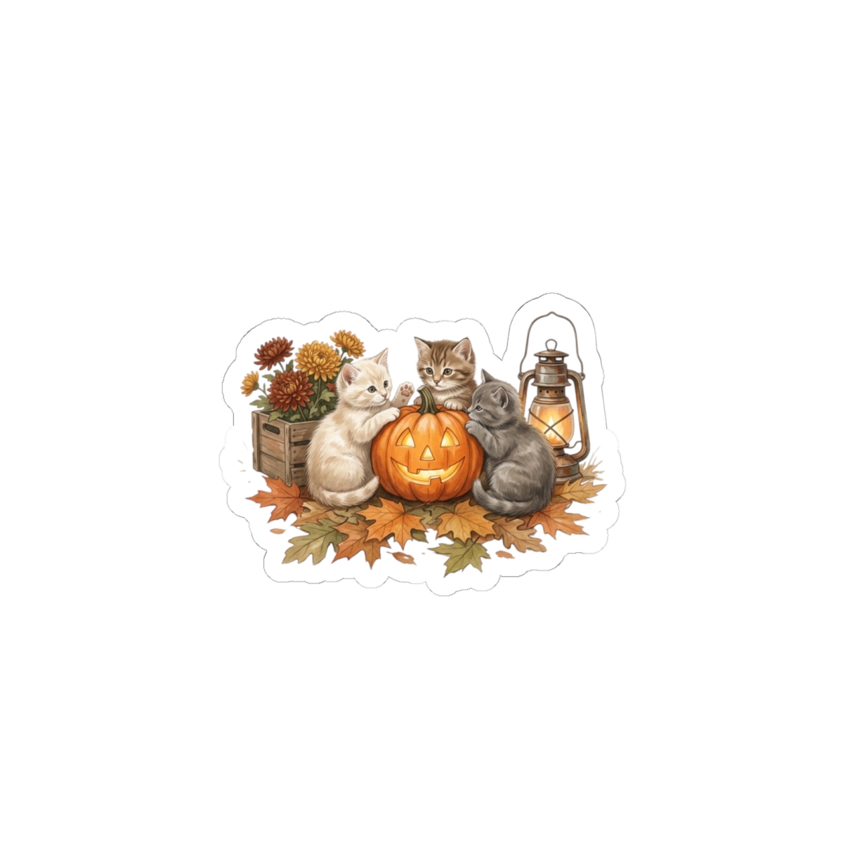 Pumpkin Season Kitten and Jack-o'-Lantern Sticker | Fall Autumn Kiss-Cut - Image 7