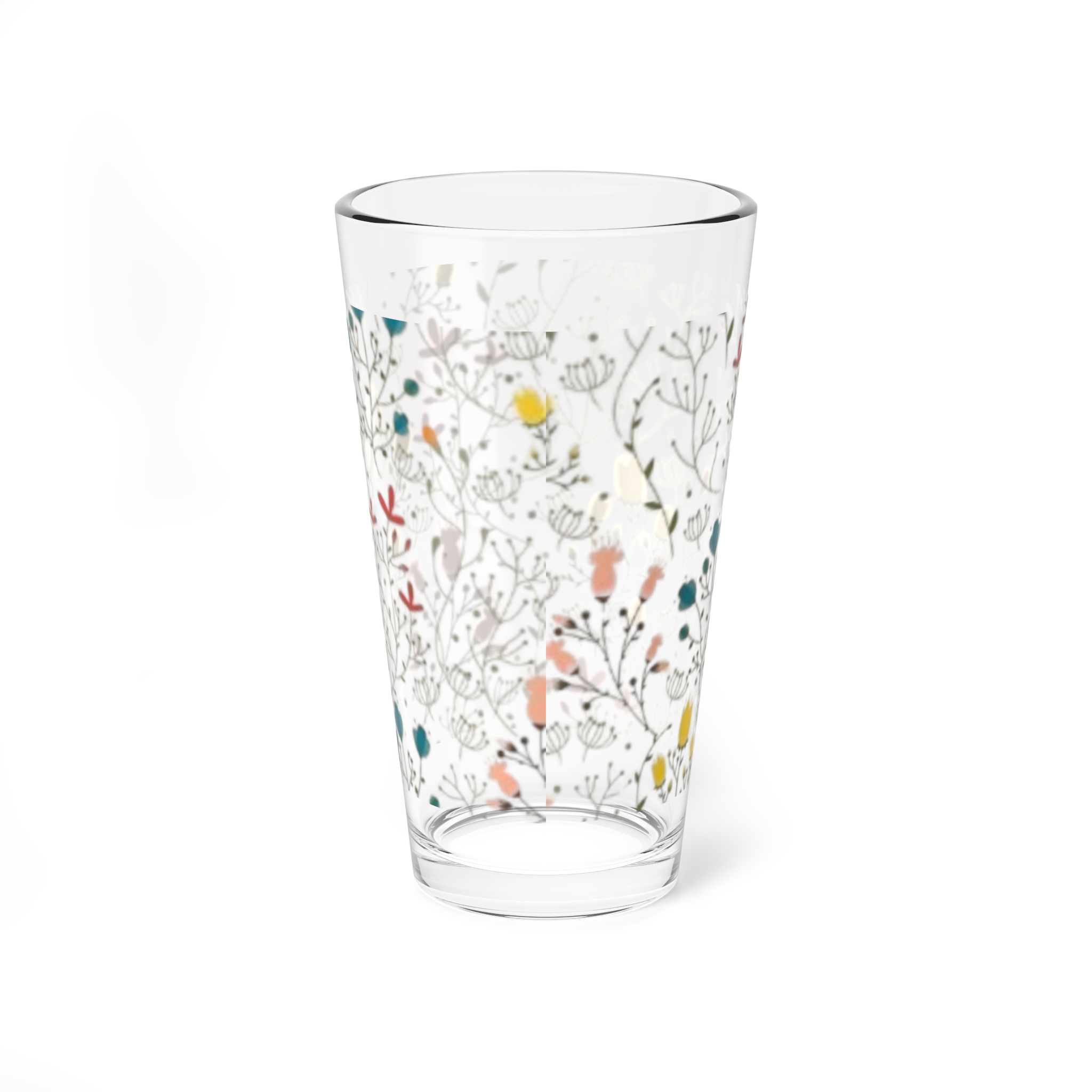 Blue Floral Mixing Glass — 16oz Decorative Bar Glass - Image 4