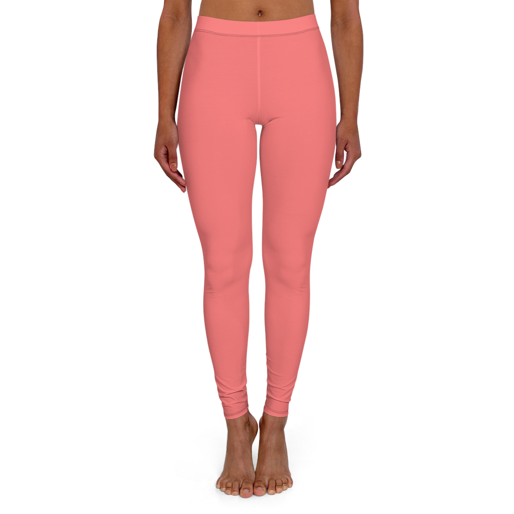 Solid Coral Women's Leggings — High-Stretch Casual Spandex Yoga & Everyday Wear - Image 2