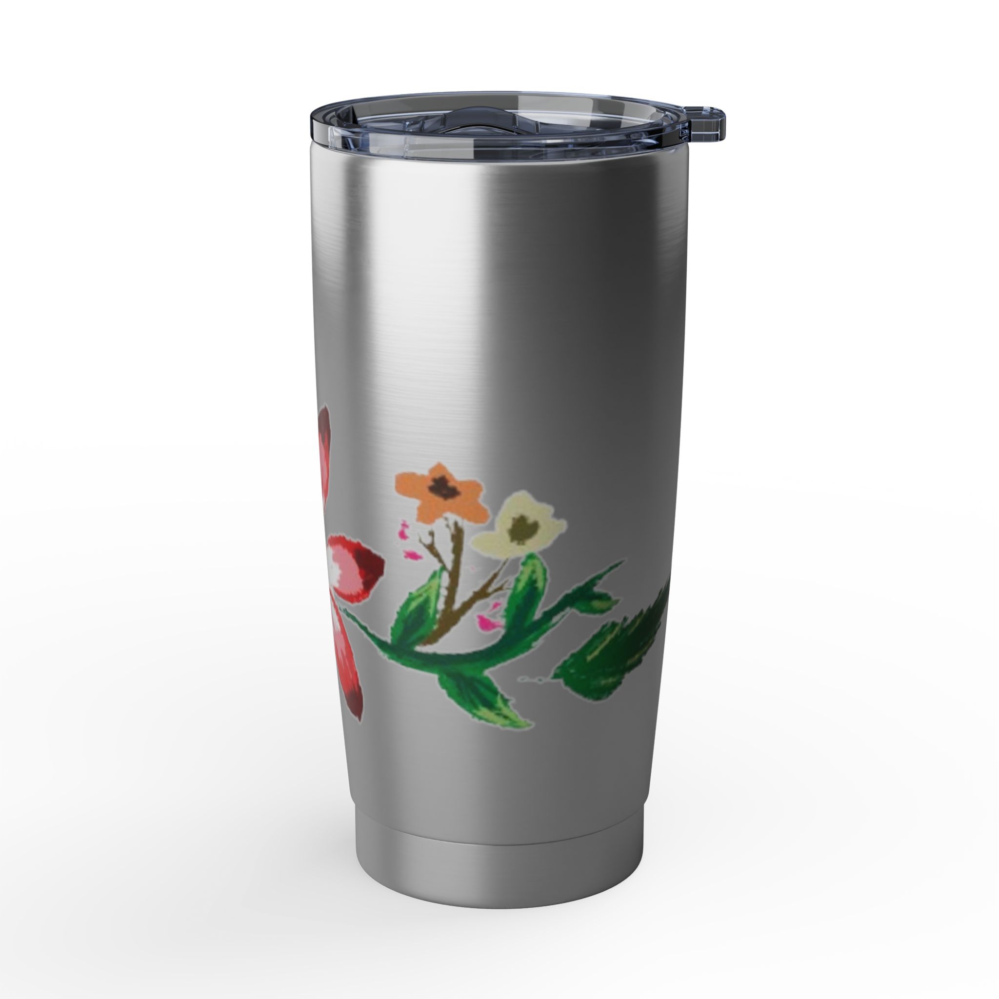 Floral Vagabond 20oz Tumbler – Hand-Painted Flower Travel Cup - Image 3