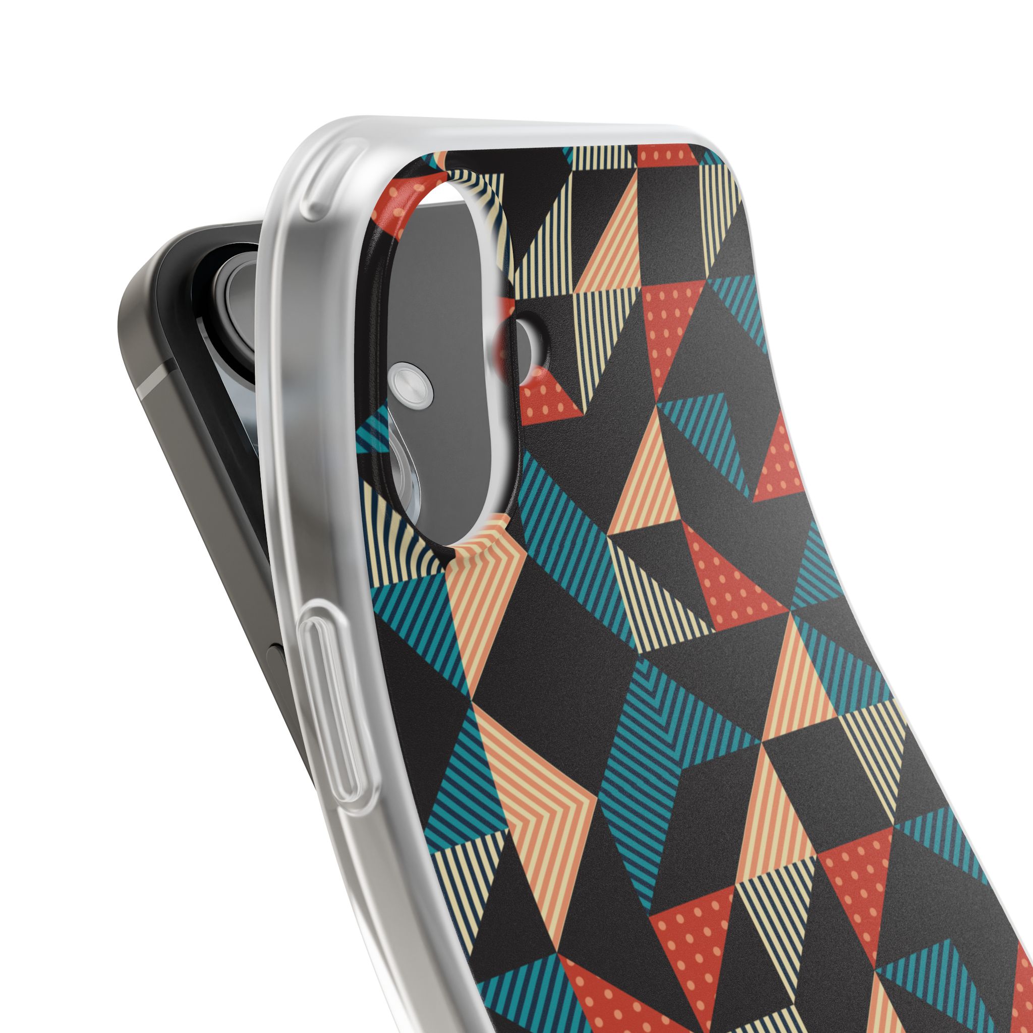 Geometric Retro Triangle Phone Case — Colorful Mid-Century Pattern Flexi Case - Image 94