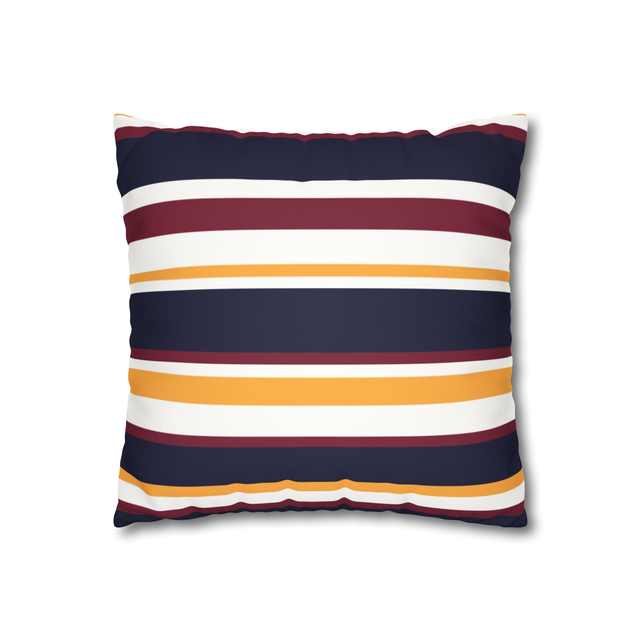 Striped Faux Suede Pillowcase - Navy, Maroon & Mustard Decorative Throw Pillow Cover - Image 4