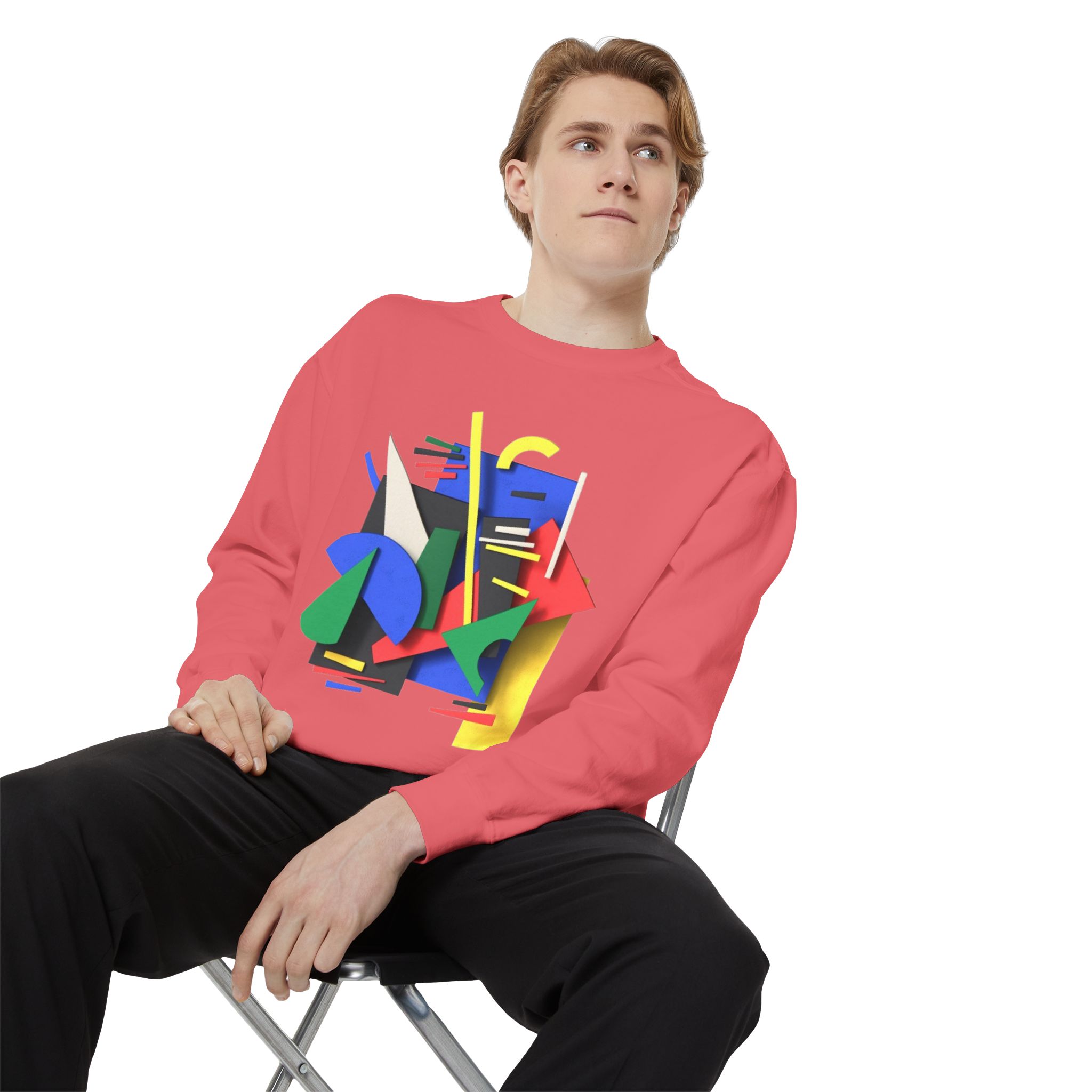 Abstract Geometric Crewneck Sweatshirt — Colorful 80s Retro Art Design - Image 96