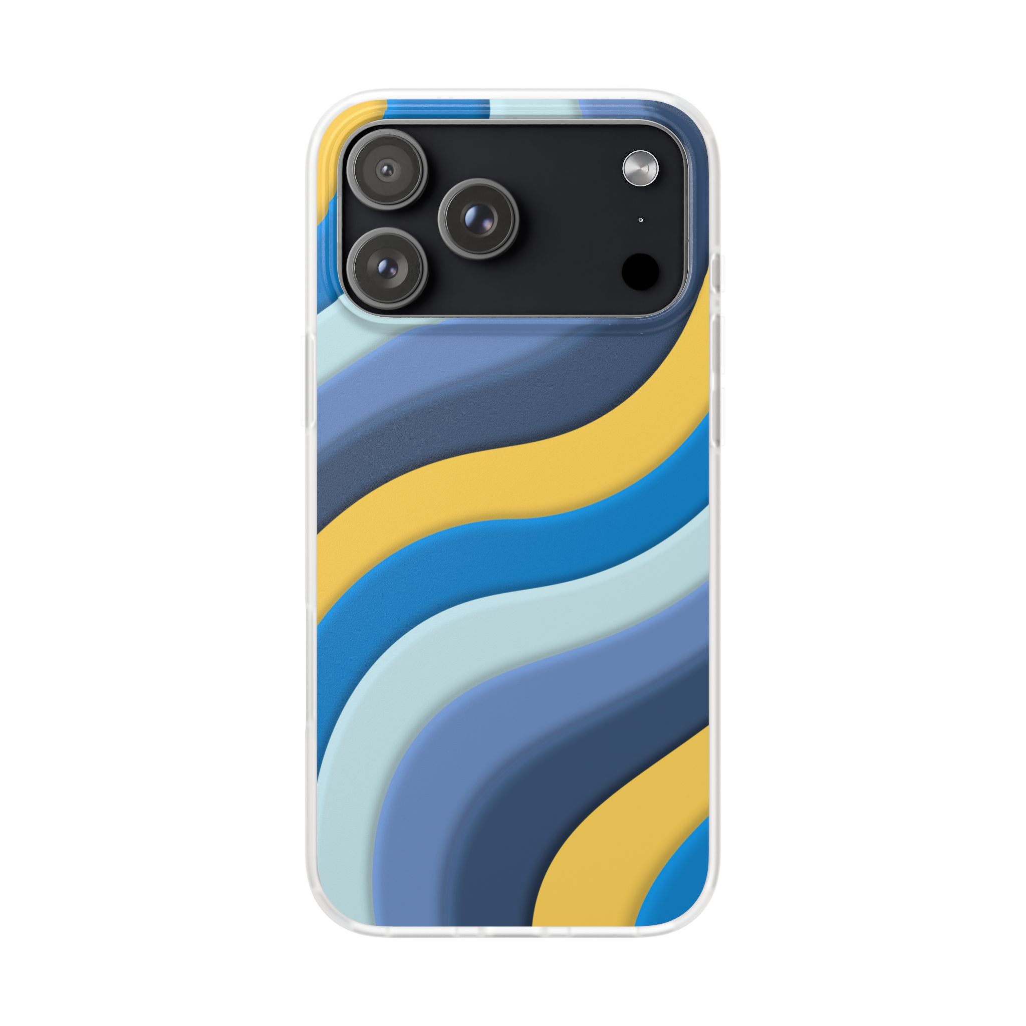 Retro Blue & Yellow Abstract Flexi Case— Wave Pattern Phone Case - Image 107