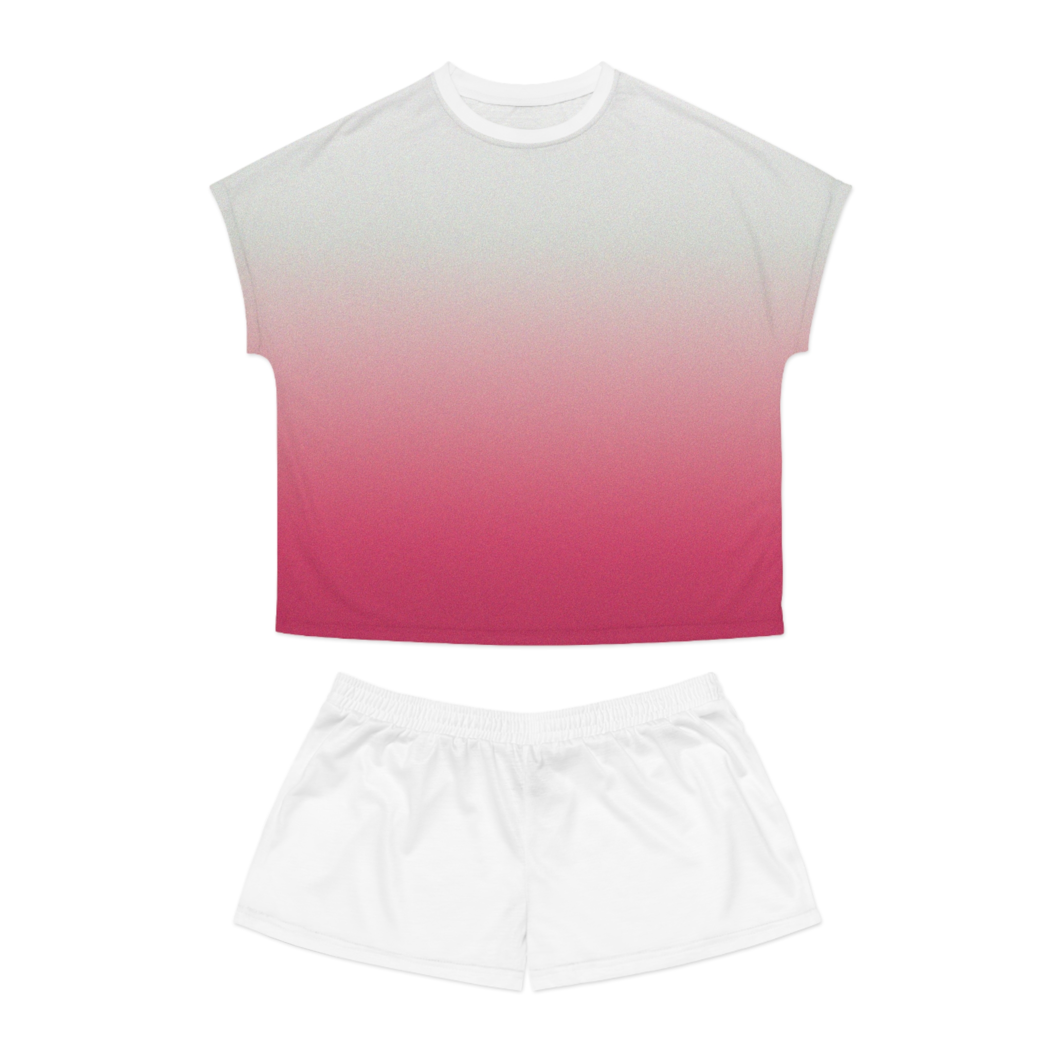 Women's Gradient Pajama Set - Pink Ombre Short Sleepwear - Image 2
