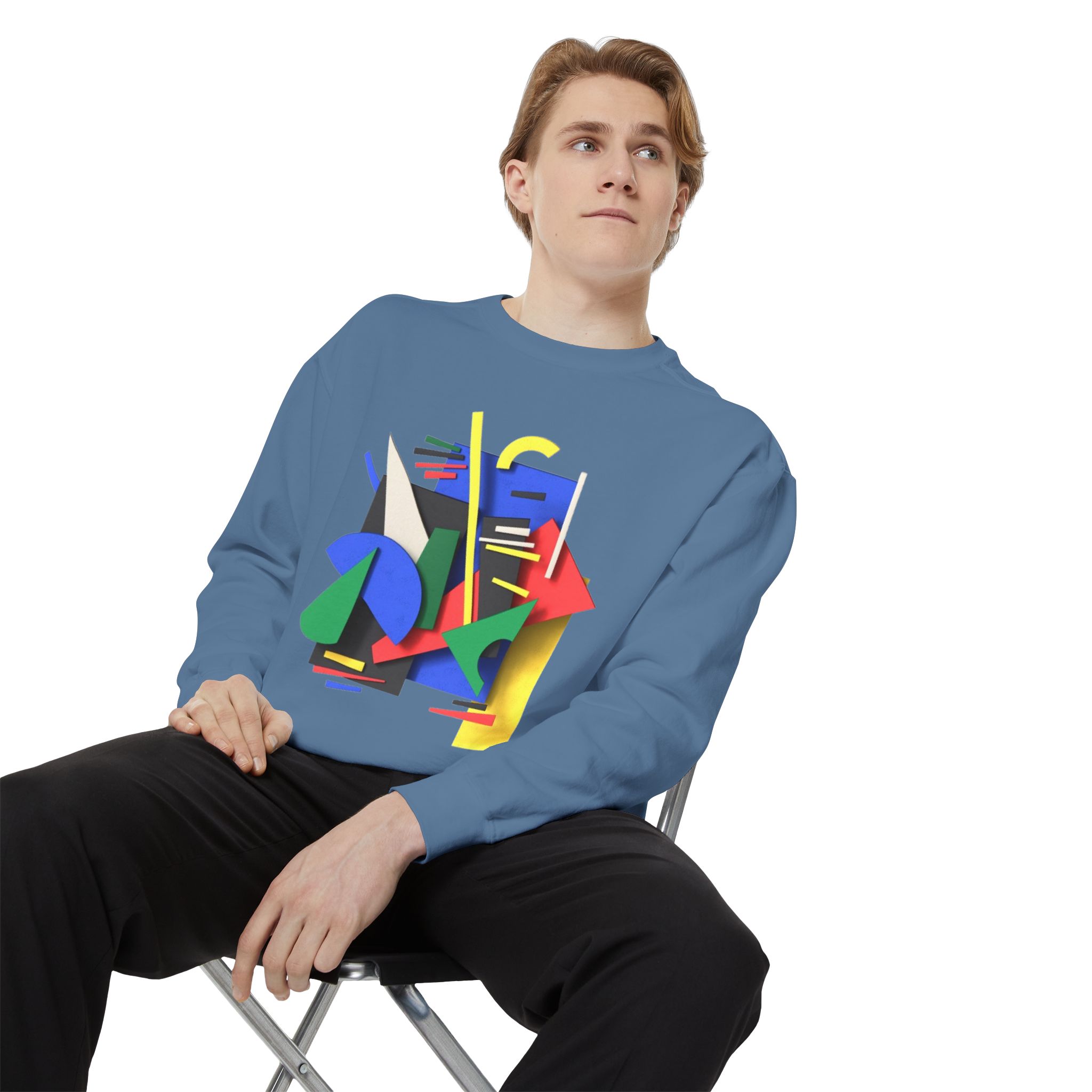 Abstract Geometric Crewneck Sweatshirt — Colorful 80s Retro Art Design - Image 72