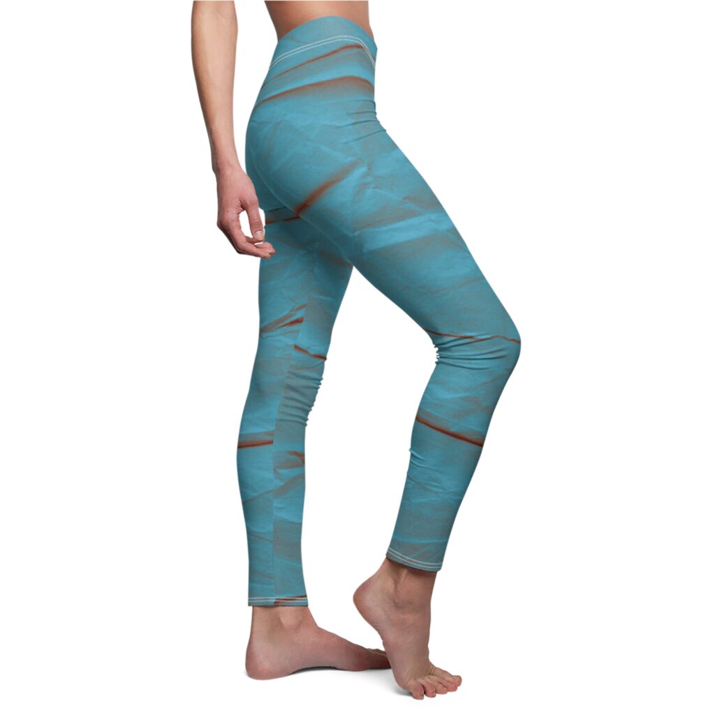 Teal Marble Women's Leggings — All-Over Print Casual Stretch Leggings