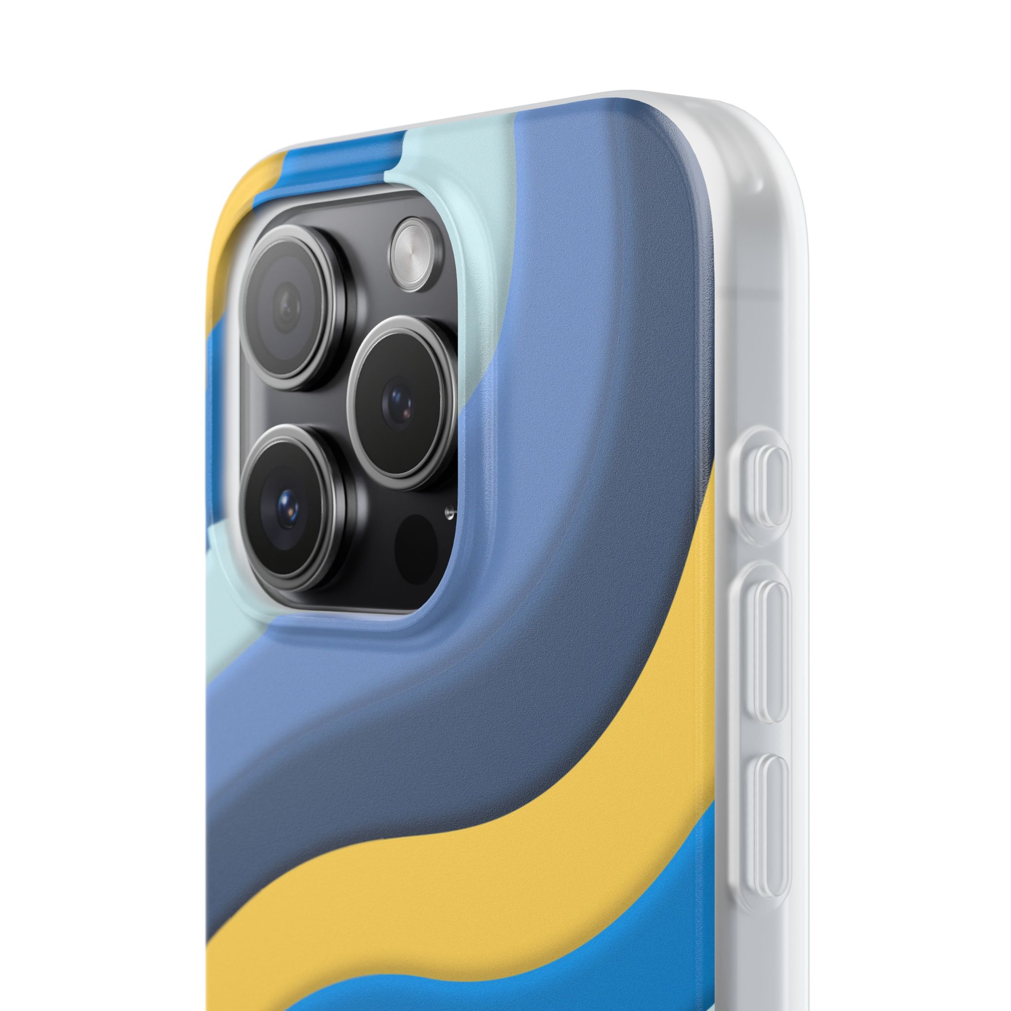 Retro Blue & Yellow Abstract Flexi Case— Wave Pattern Phone Case - Image 74