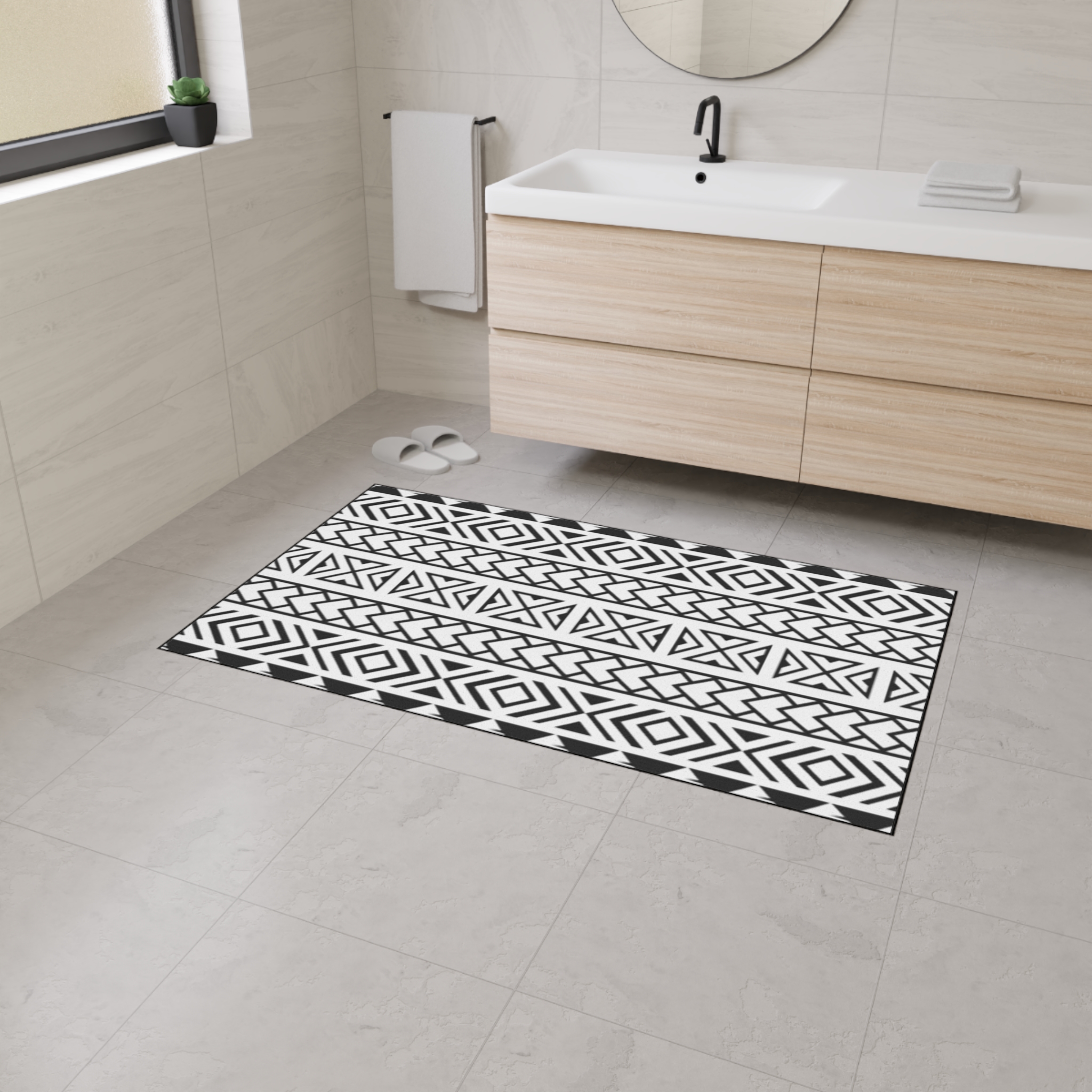 Aztec Black & White Floor Mat — Heavy-Duty Tribal Entry Rug - Image 7