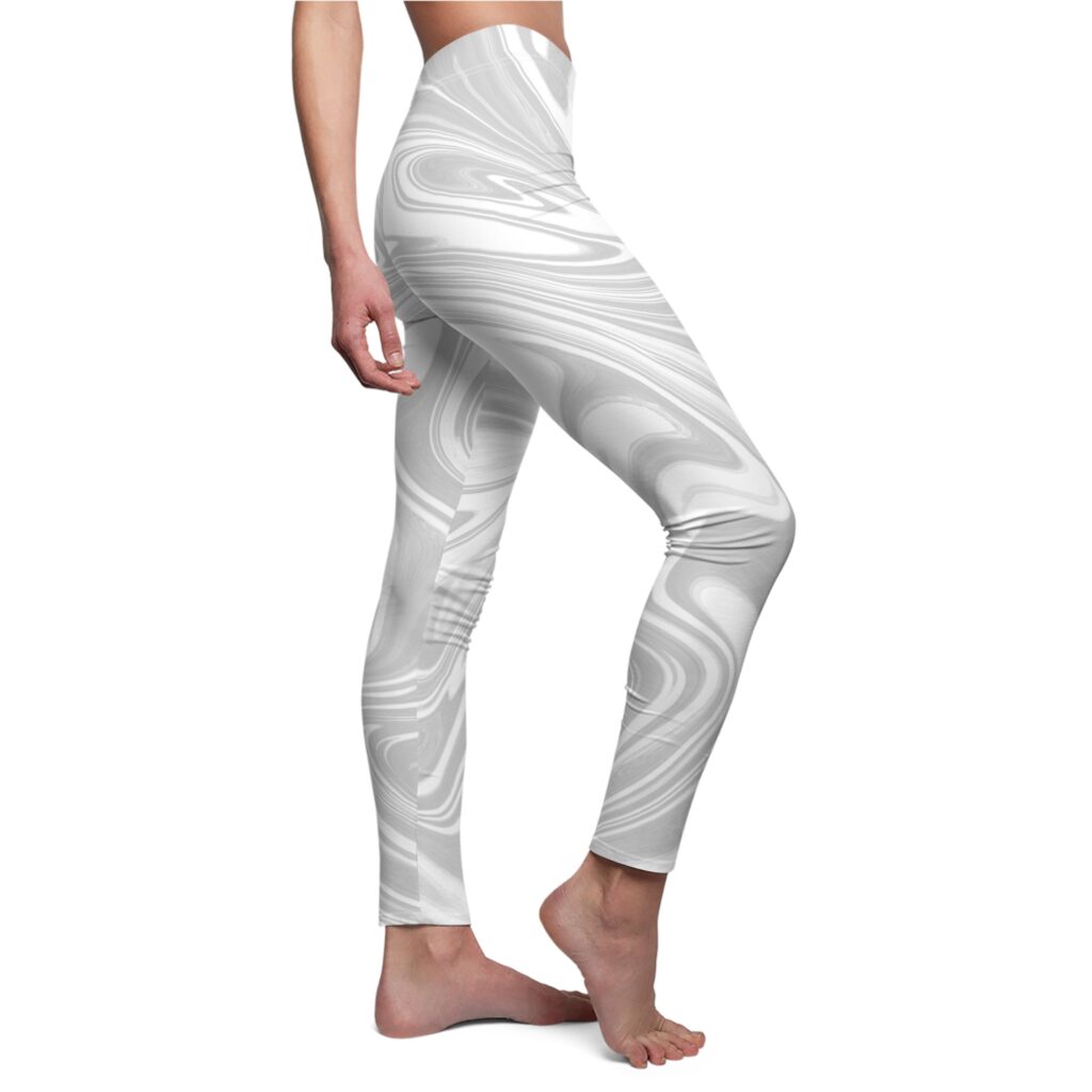 Marbled Grey Swirl Leggings — Women's Comfortable All-Over Print Activewear