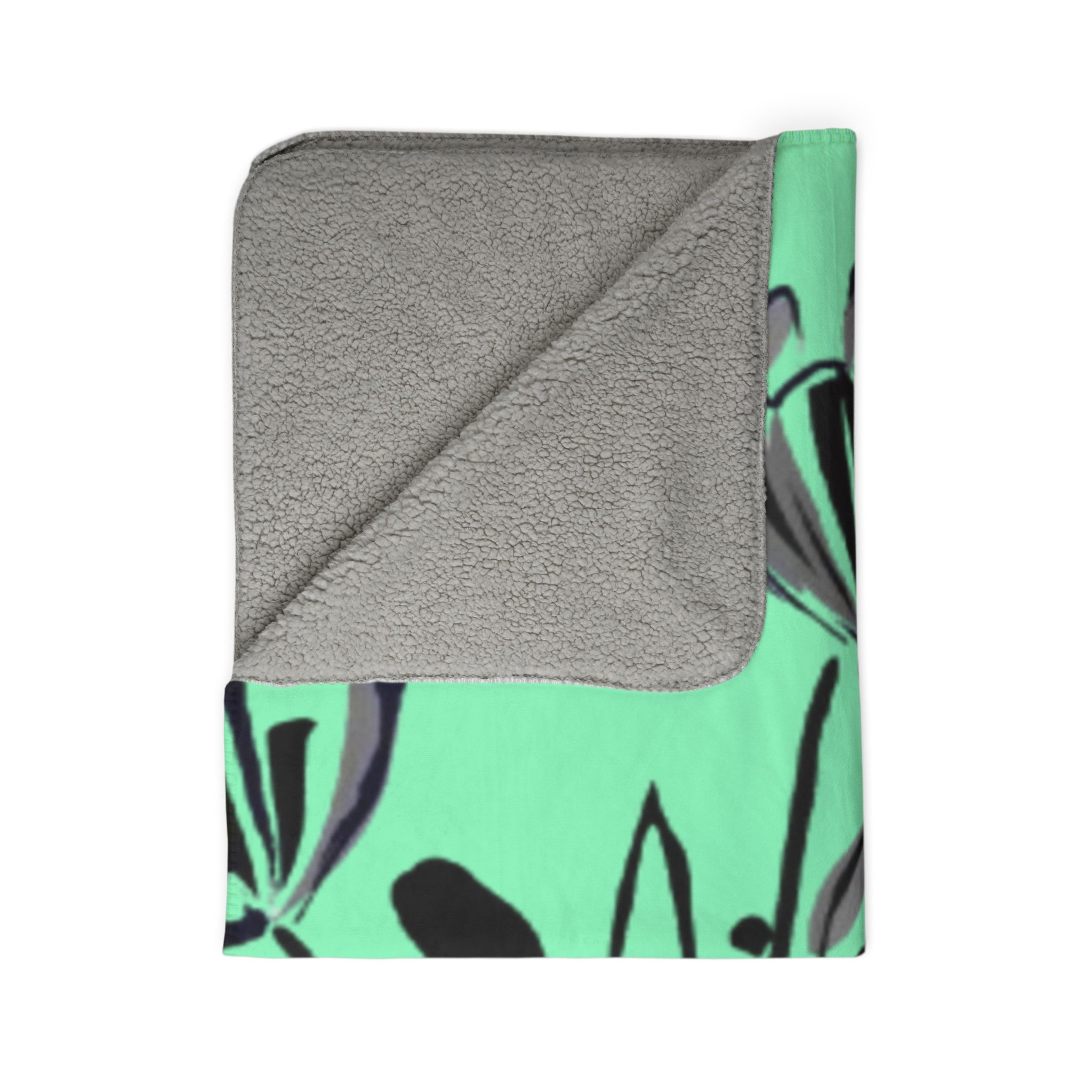 Mint Floral Fleece Sherpa Blanket – Cozy Floral Throw for Home & Gifts - Image 14