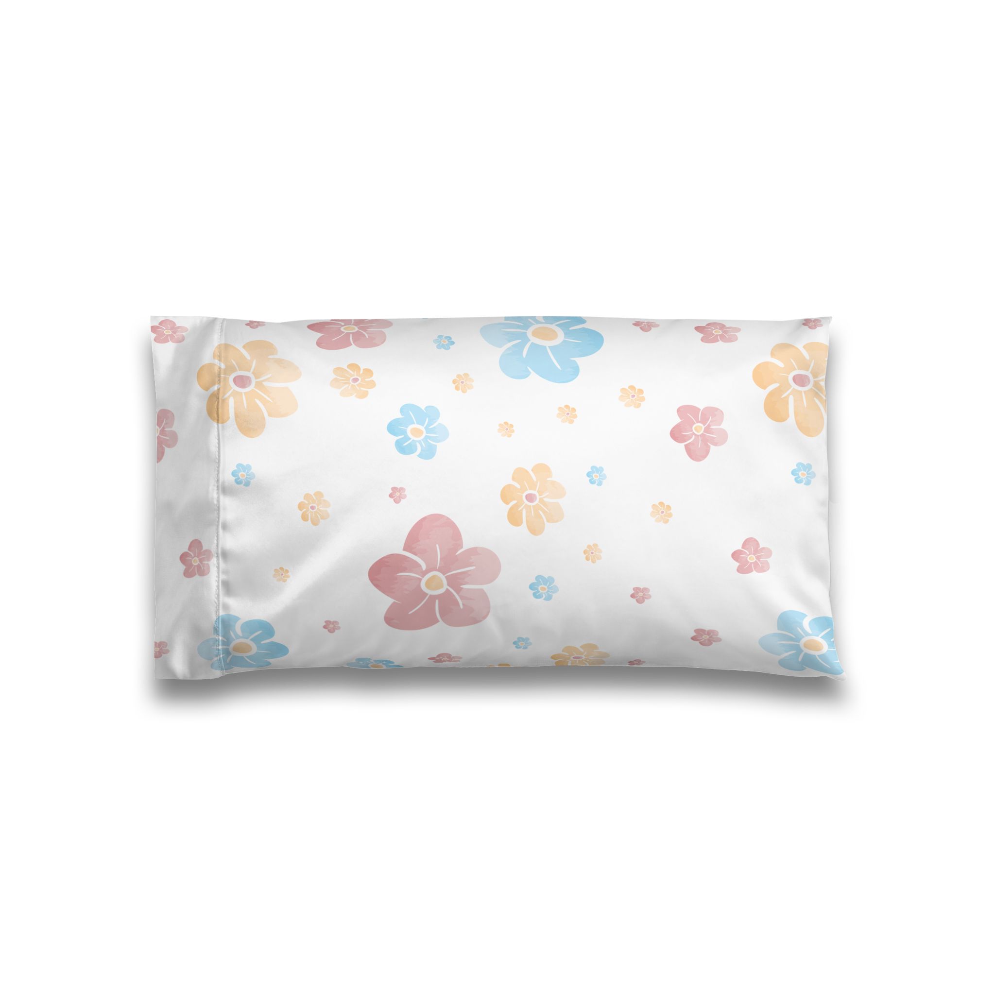 Satin Pillowcase — Pastel Floral Sleep Pillowcase (Blue, Pink & Yellow Flowers) - Image 2
