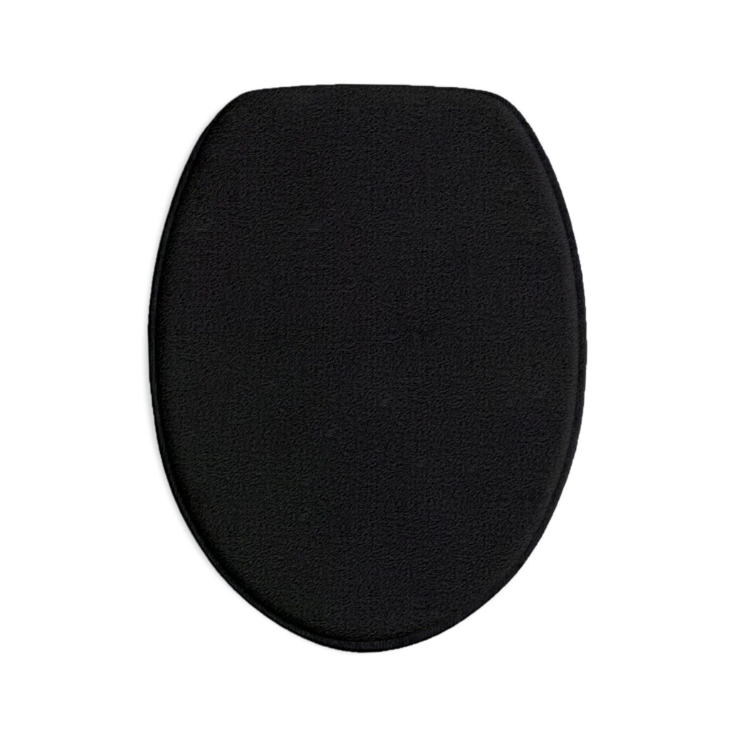 Black 3-Piece Bath Mat Set — Non-Slip Microfiber Bathroom Rugs (Toilet Lid, Contour, Bath Mat)