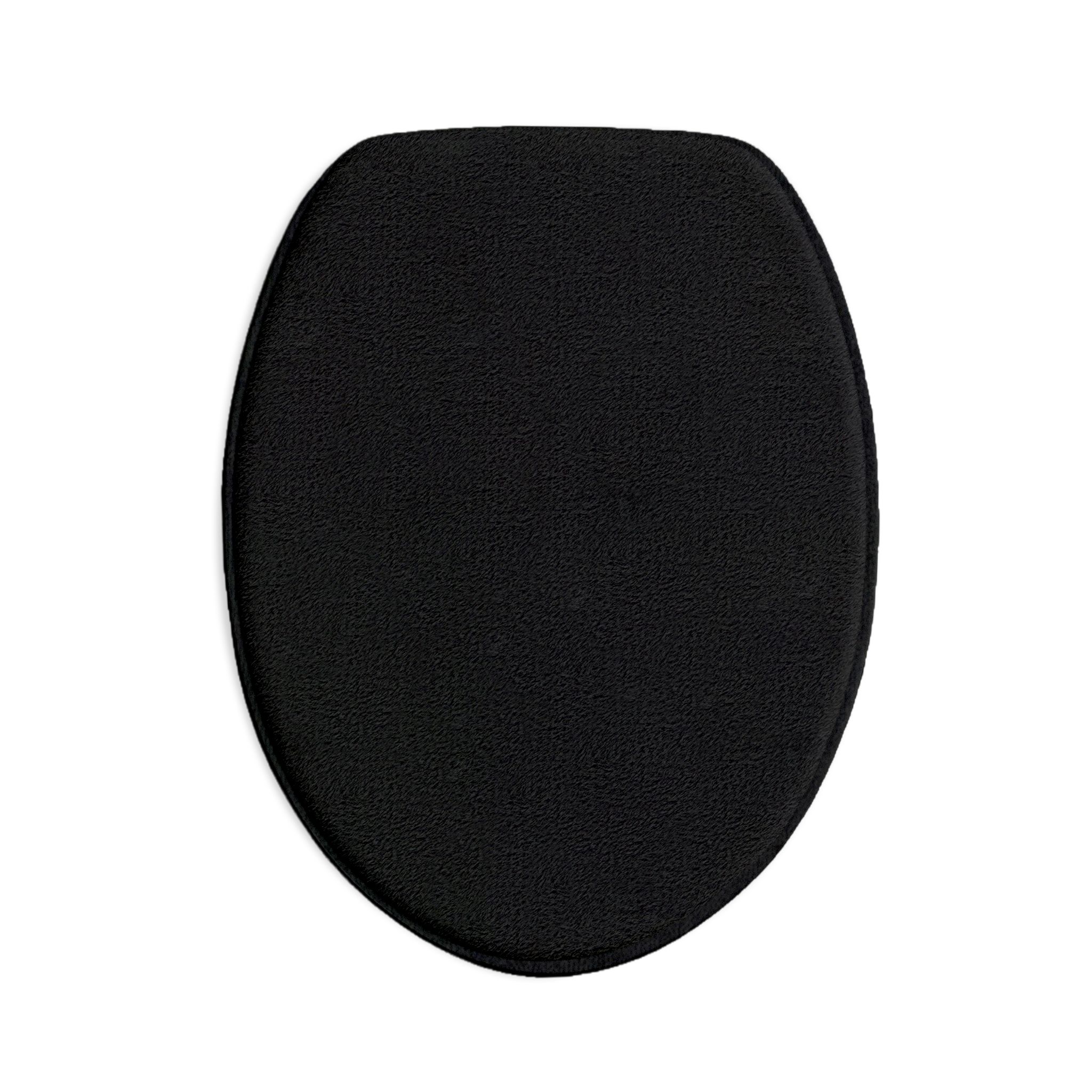 Black 3-Piece Bath Mat Set — Non-Slip Microfiber Bathroom Rugs (Toilet Lid, Contour, Bath Mat)