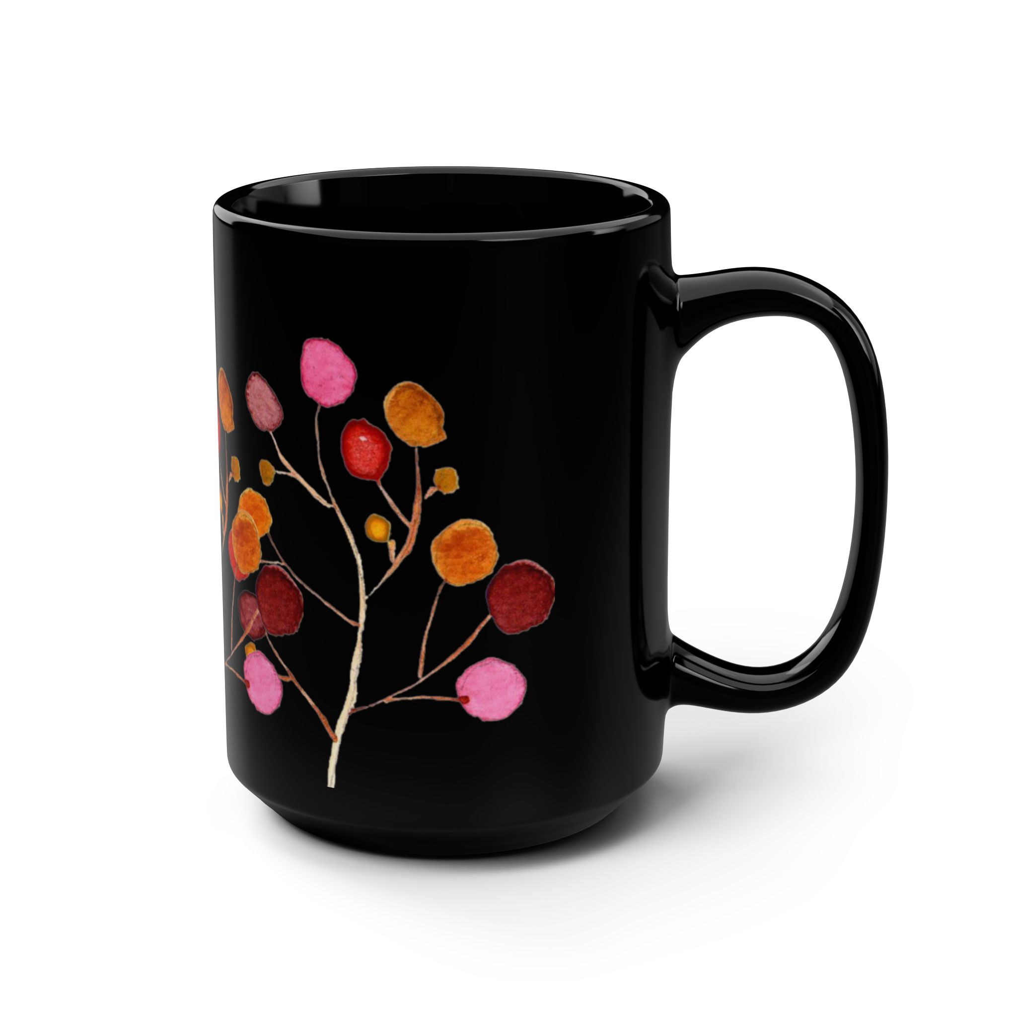 Checkerboard Pattern Black Mug — 15oz Retro Wood-Style Coffee Cup - Image 3