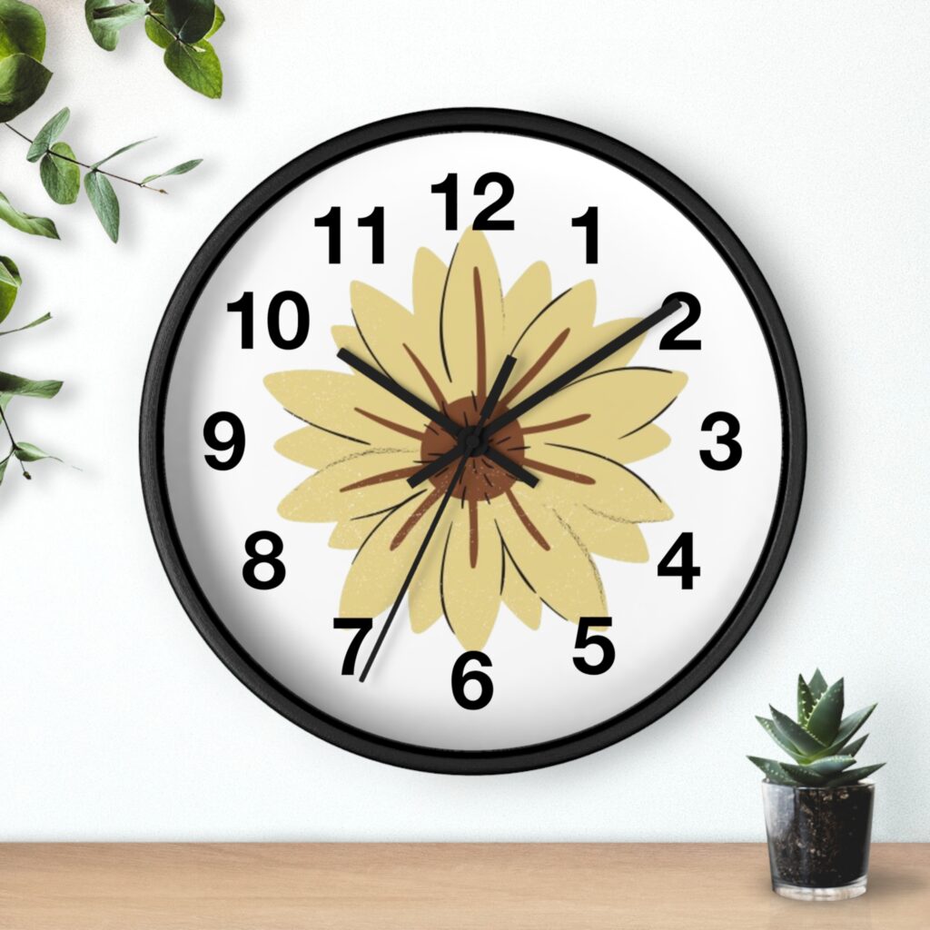 Sunflower Wall Clock — Minimal Floral Home Decor Clock