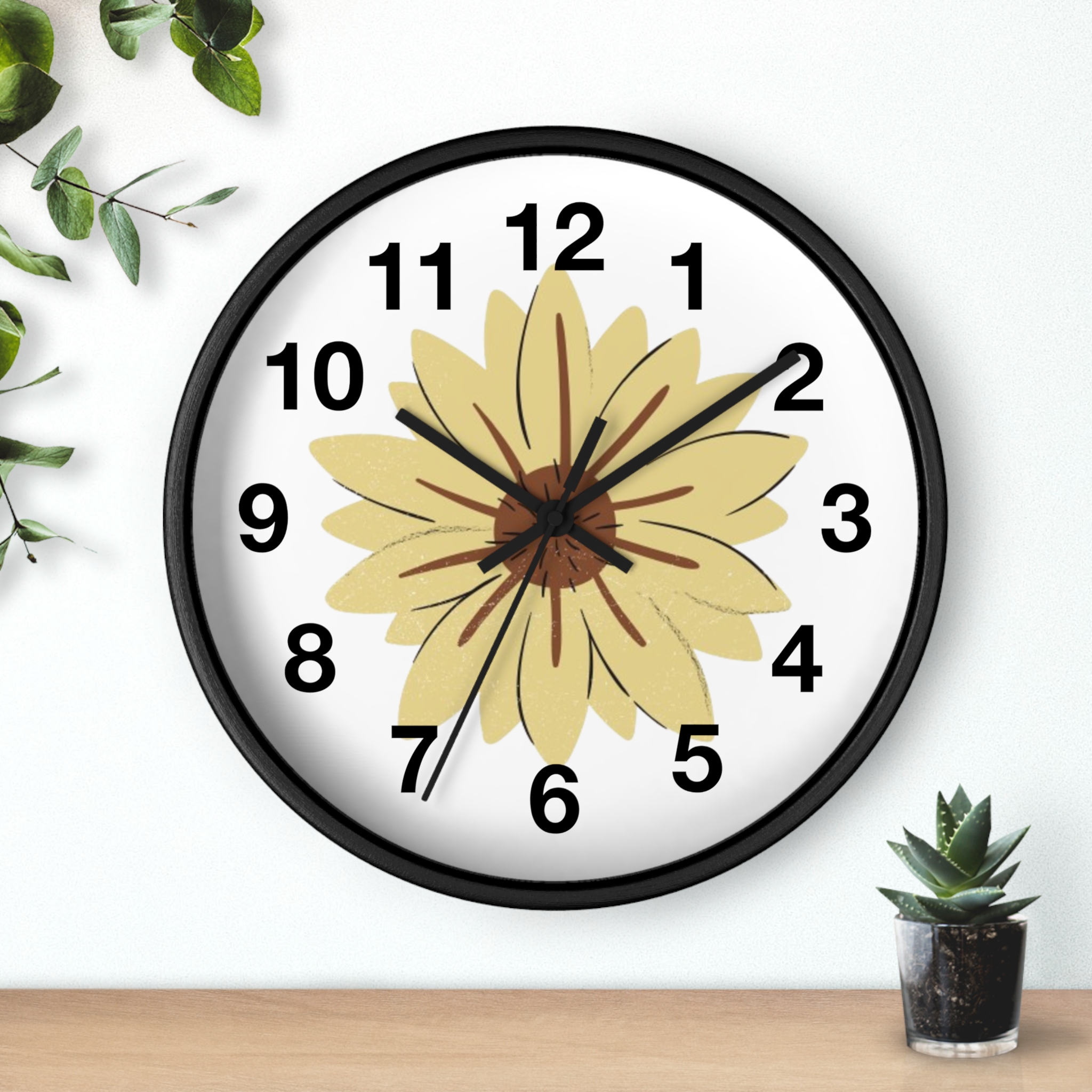 Sunflower Wall Clock — Minimal Floral Home Decor Clock