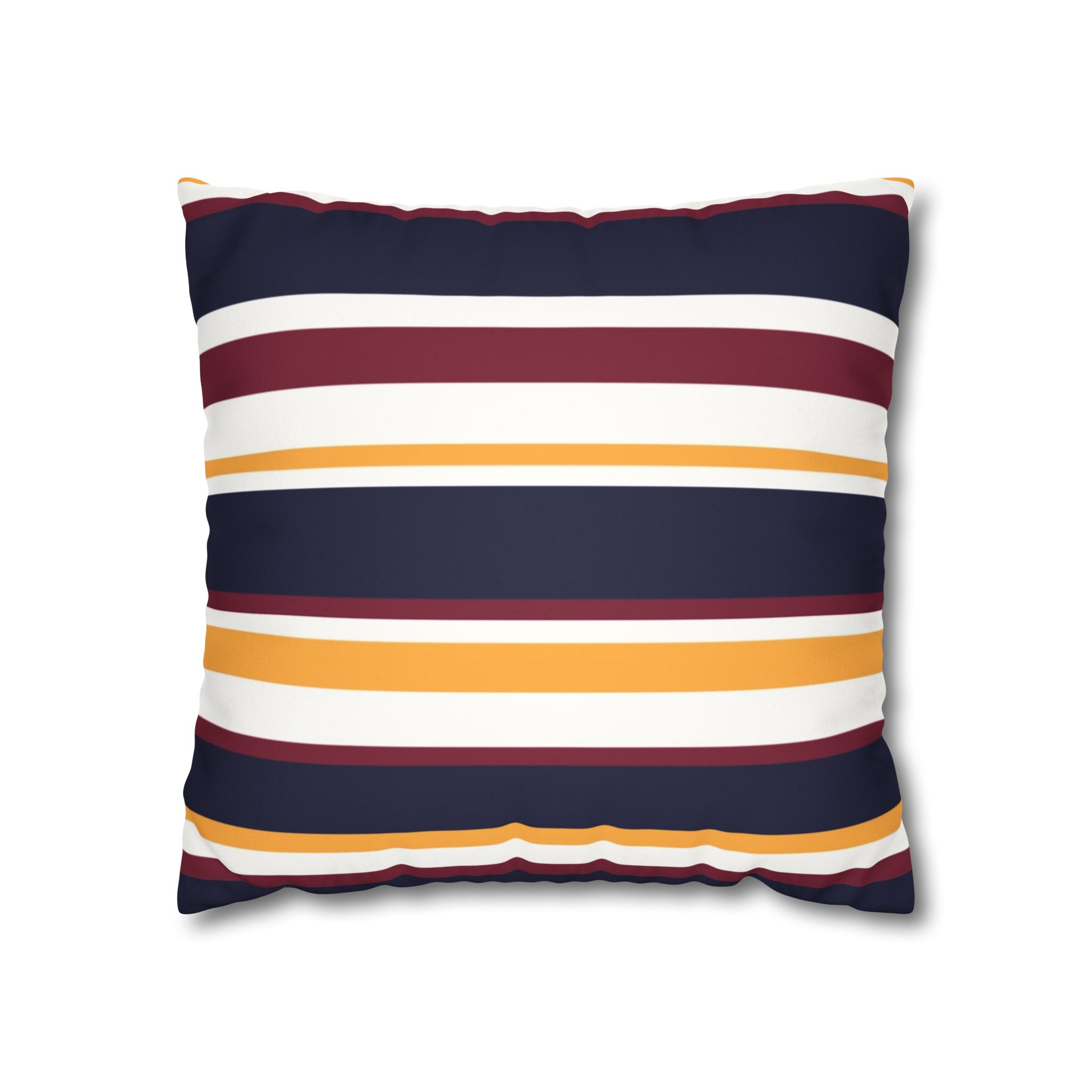 Striped Faux Suede Pillowcase - Navy, Maroon & Mustard Decorative Throw Pillow Cover - Image 5