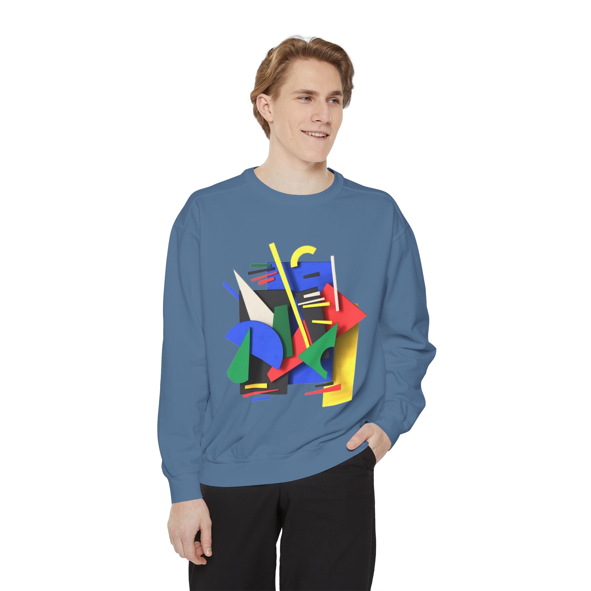 Abstract Geometric Crewneck Sweatshirt — Colorful 80s Retro Art Design - Image 69
