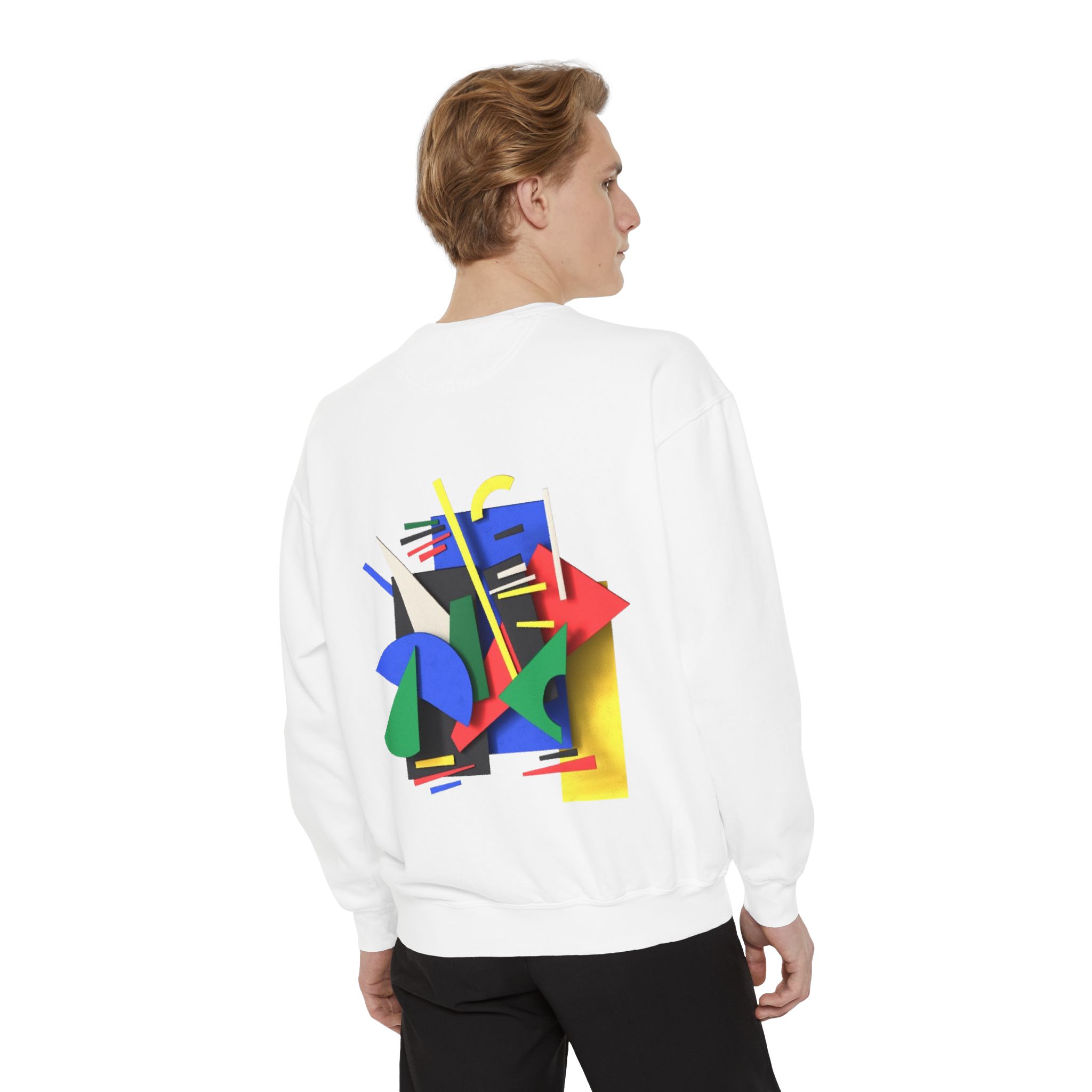 Abstract Geometric Crewneck Sweatshirt — Colorful 80s Retro Art Design - Image 10