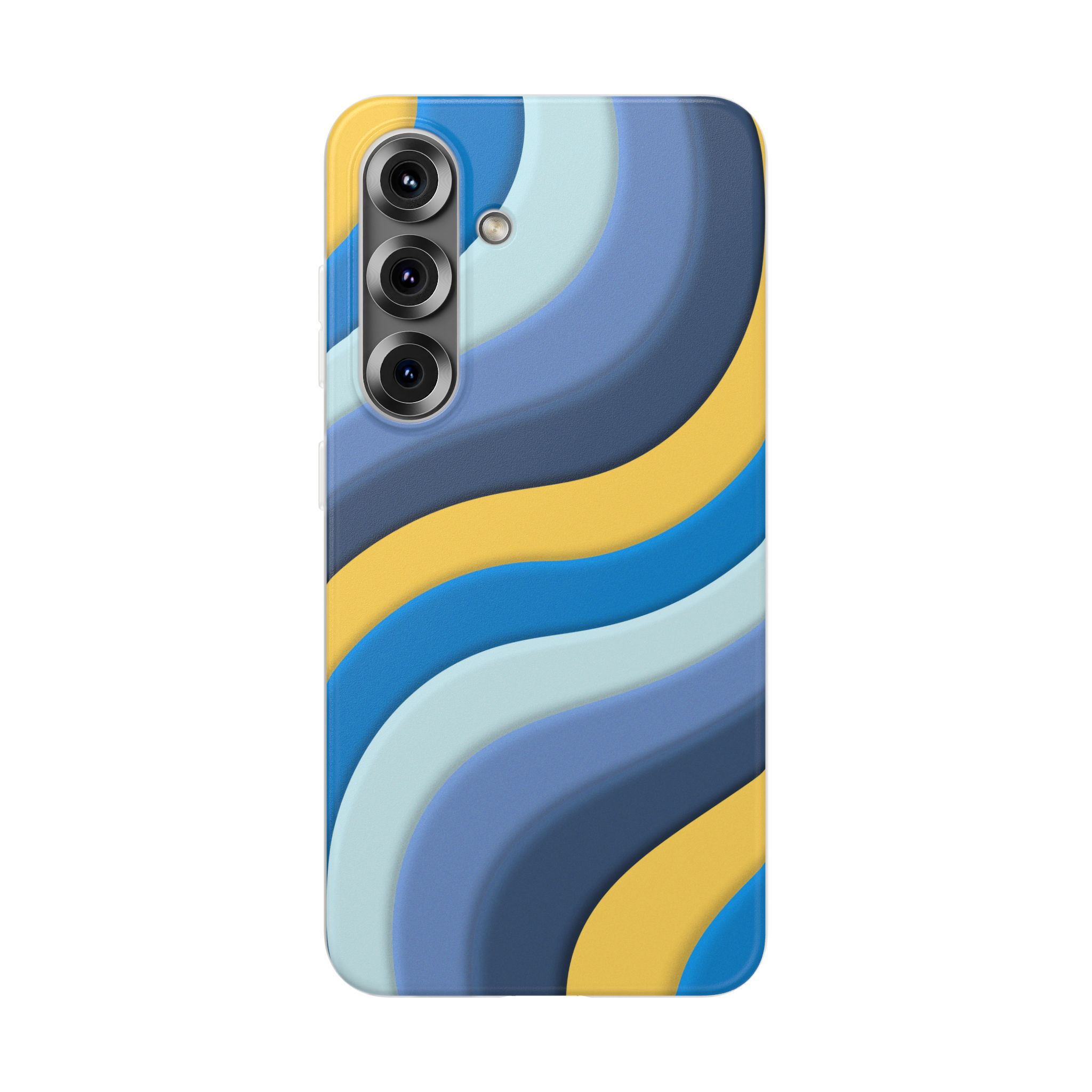 Retro Blue & Yellow Abstract Flexi Case— Wave Pattern Phone Case - Image 95
