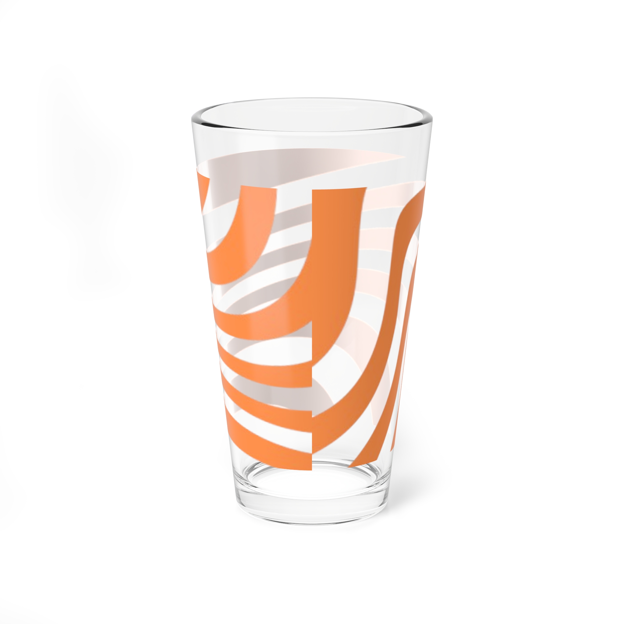 16oz Orange Wave Mixing Glass — Modern Striped Cocktail & Bar Glass - Image 4
